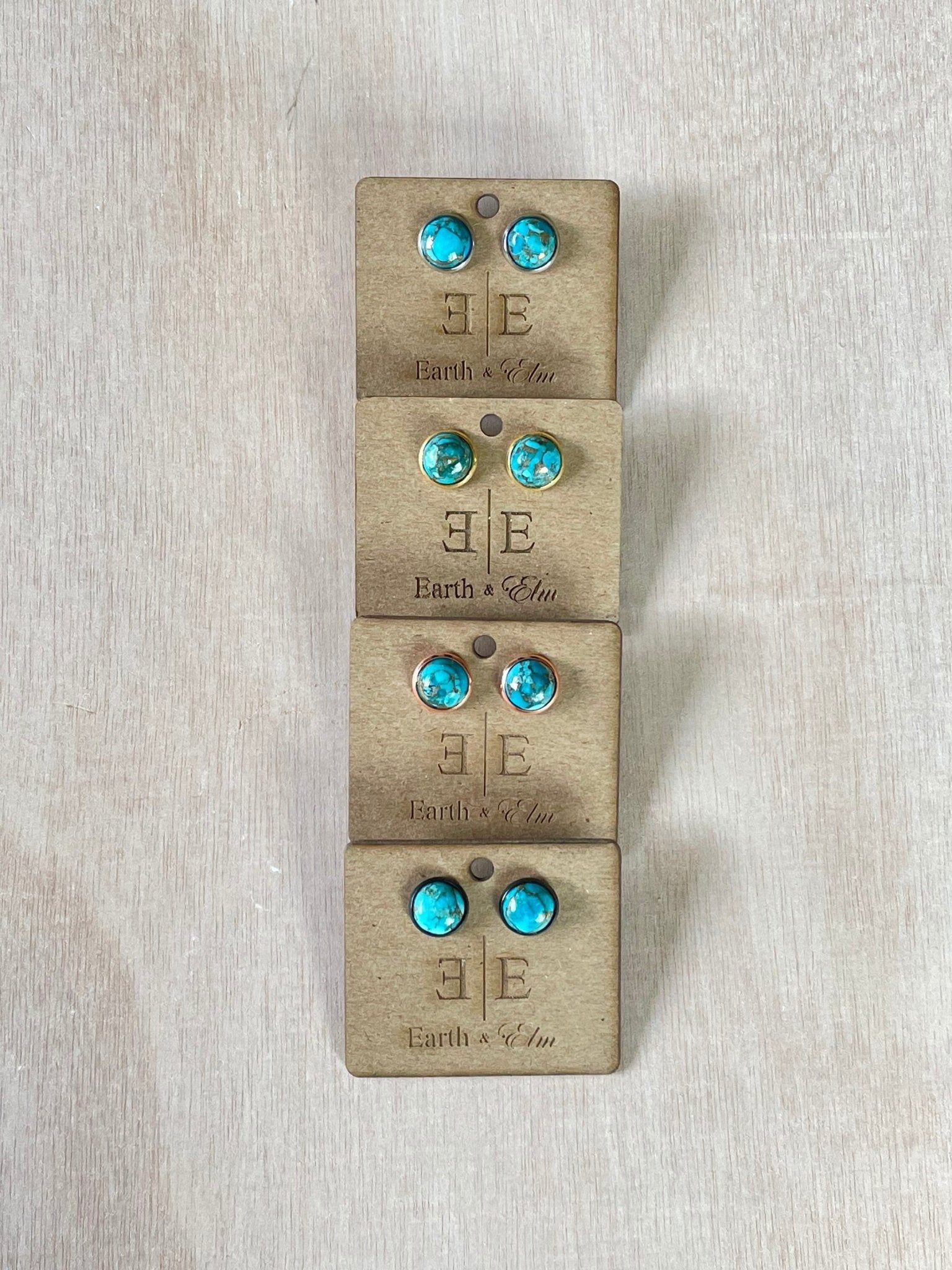 10mm Blue Copper Turquoise Studs - earthandelm