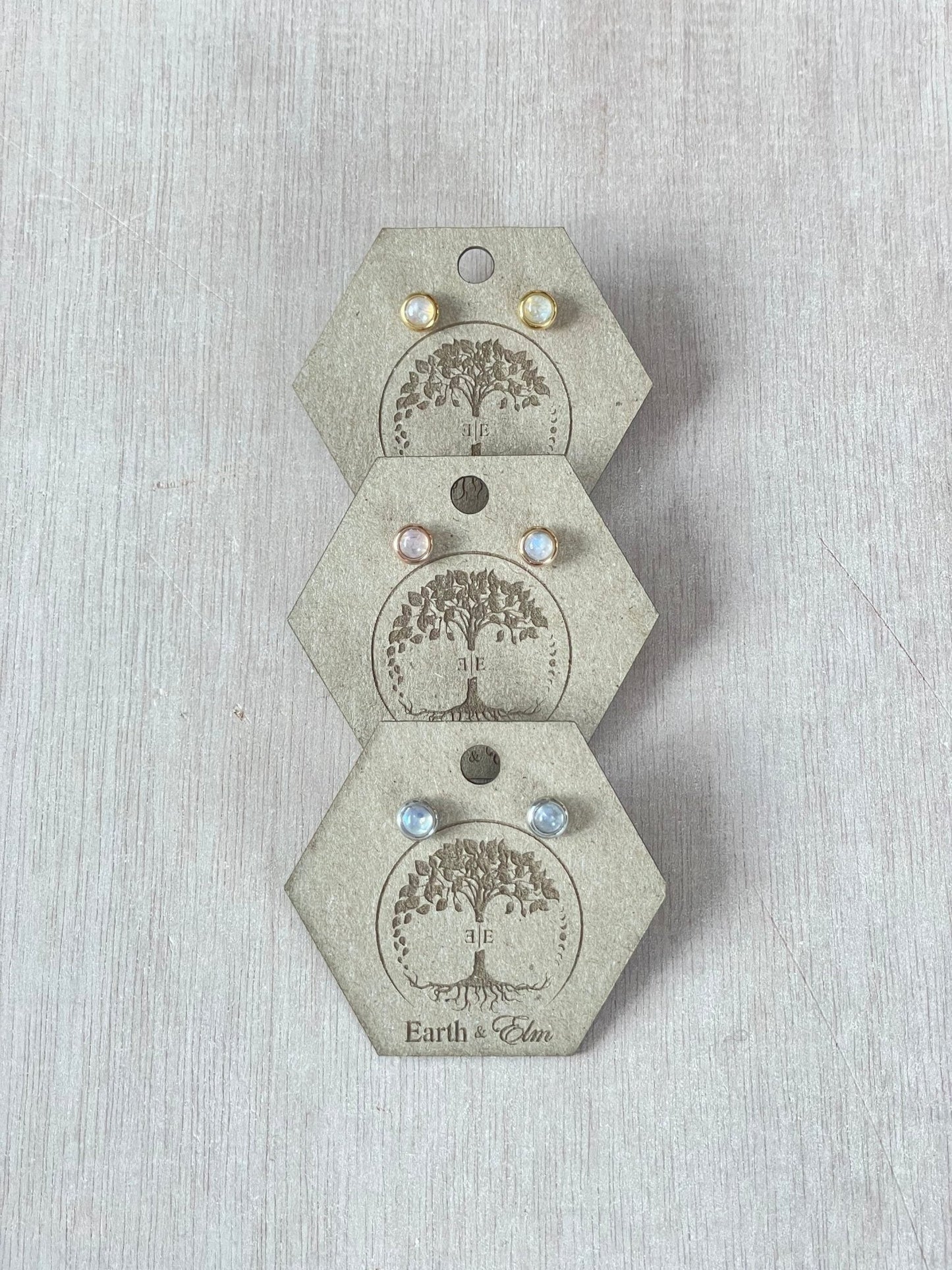 4mm Moonstone Studs - earthandelm