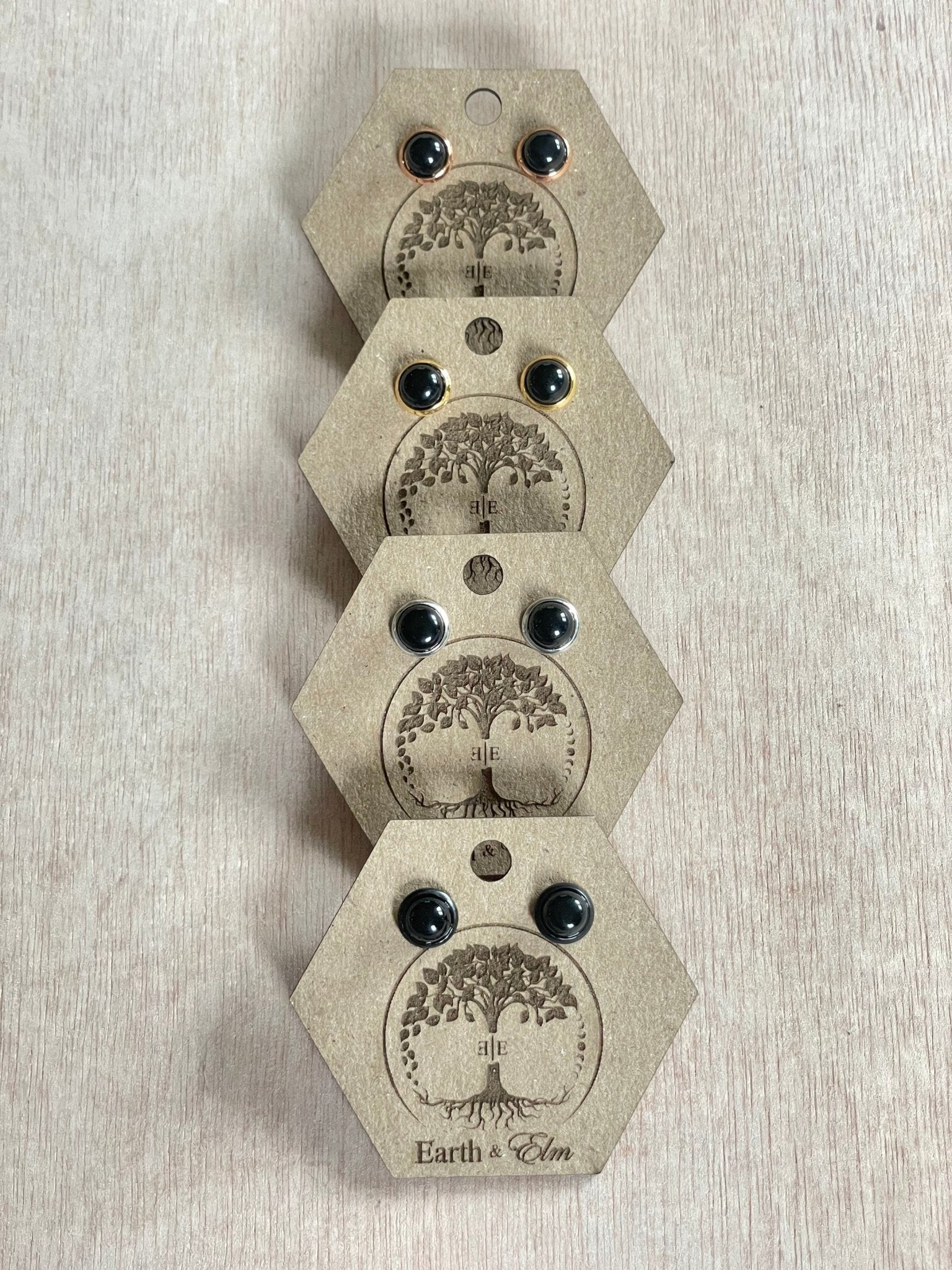 6mm Black Onyx Stud Earrings - earthandelm