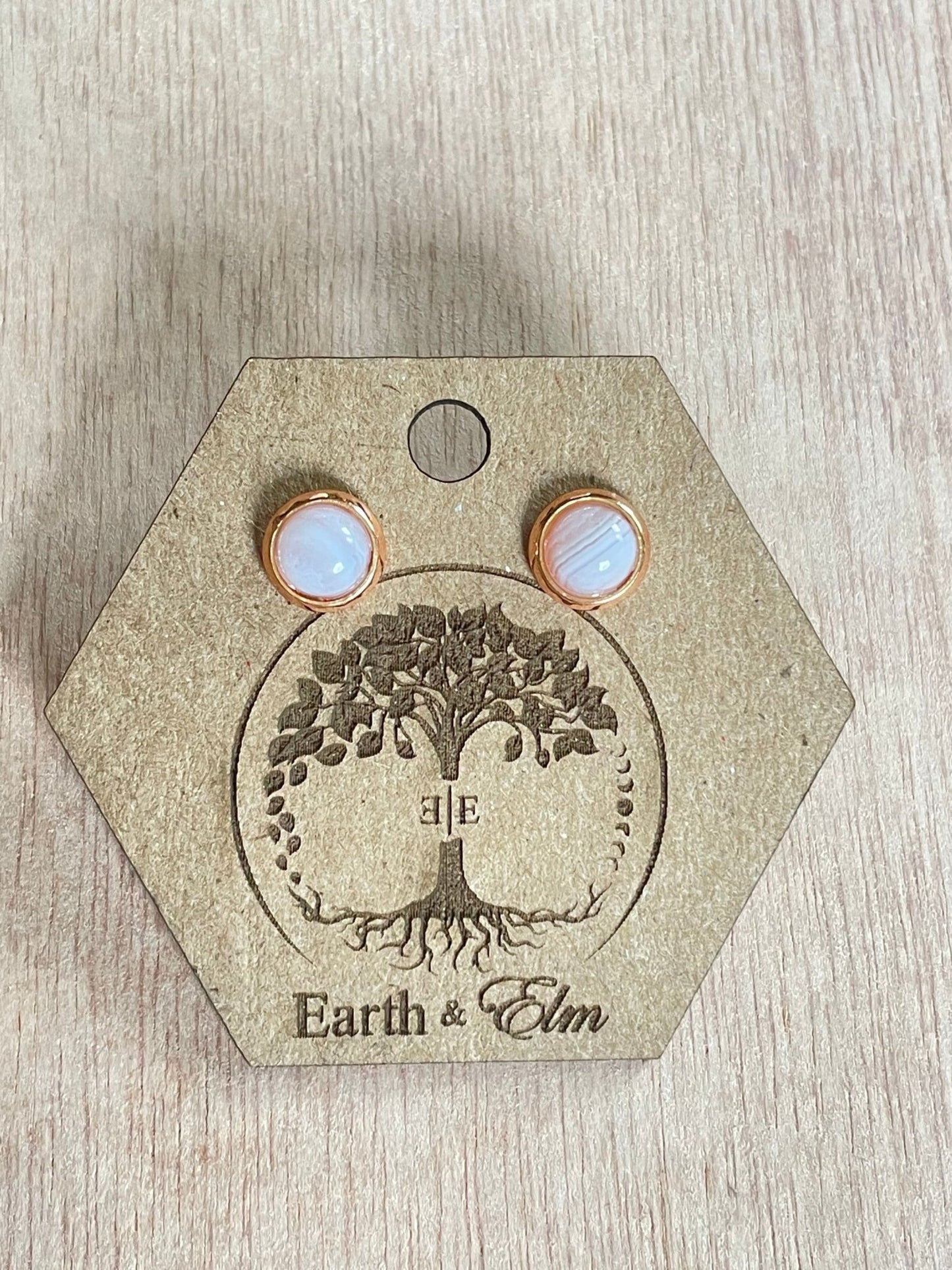 6mm Blue Lace Agate Studs - earthandelm