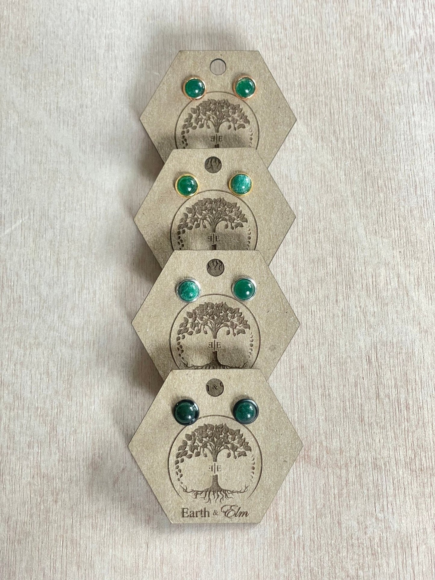 6mm Green Aventurine Studs - earthandelm