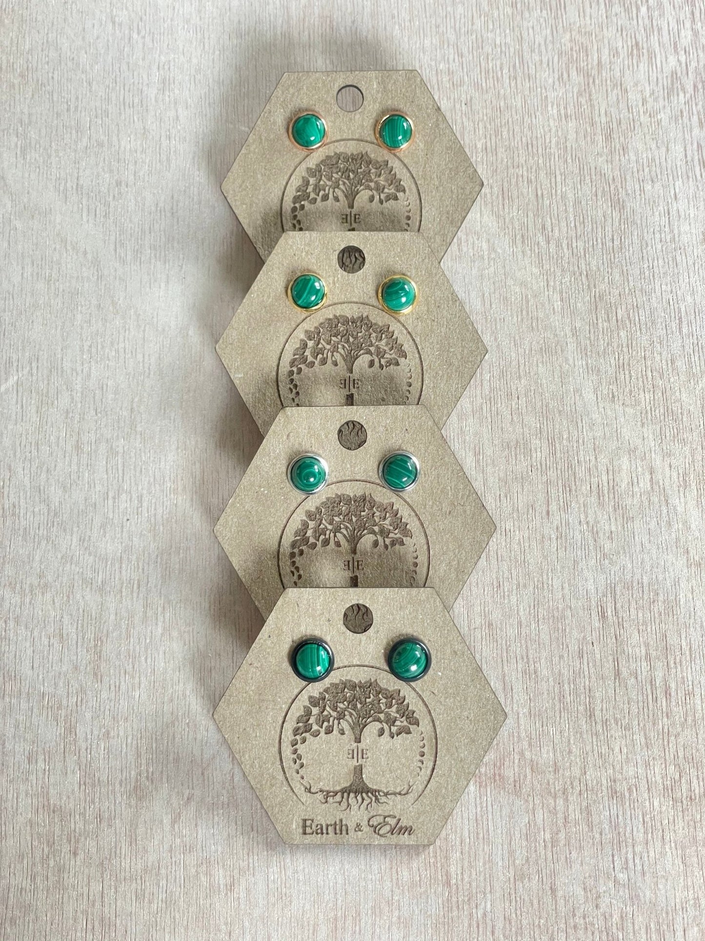 6mm Malachite Stud Earrings - earthandelm