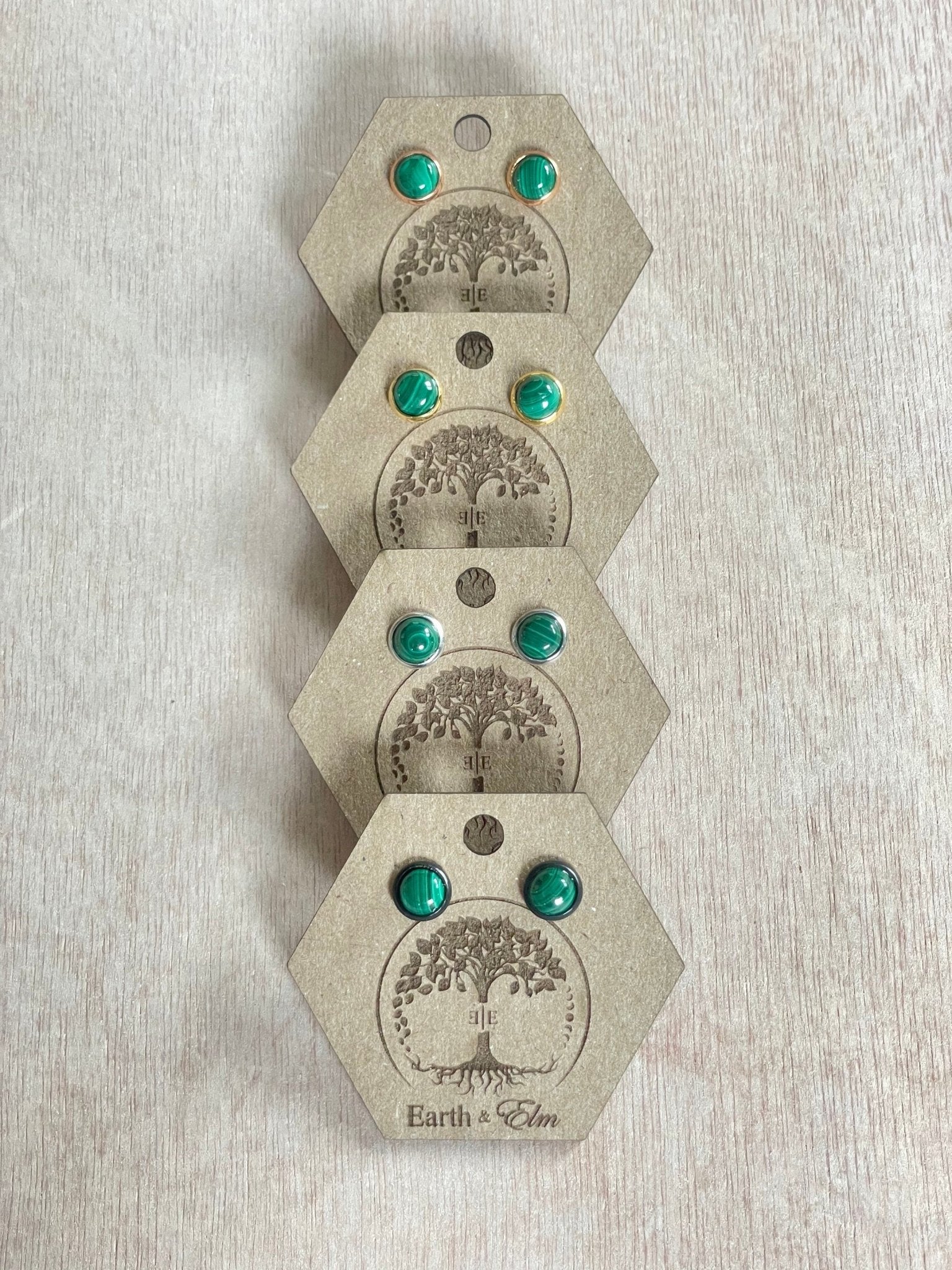 6mm Malachite Stud Earrings - earthandelm