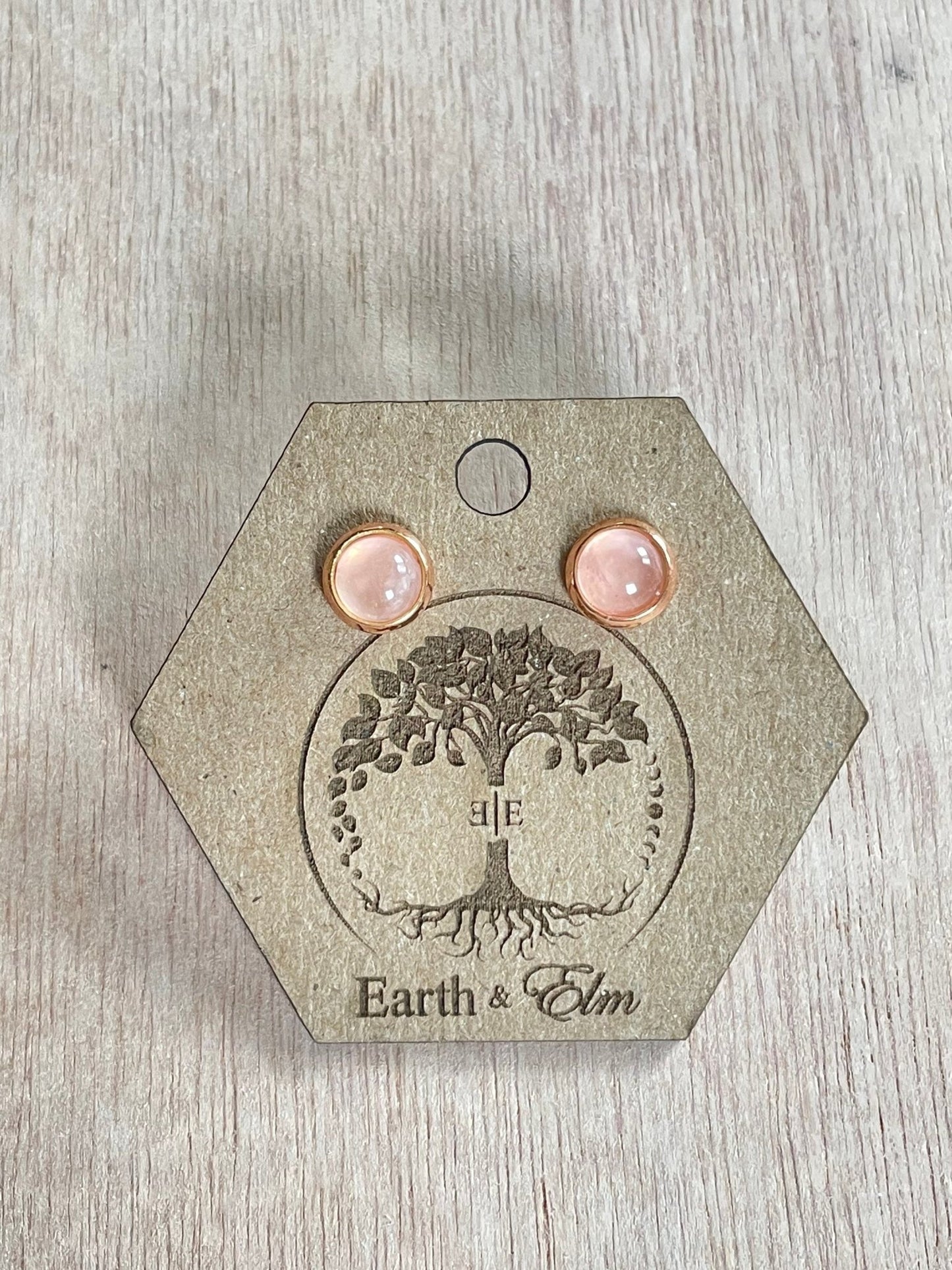 6mm Rose Quartz Studs - earthandelm