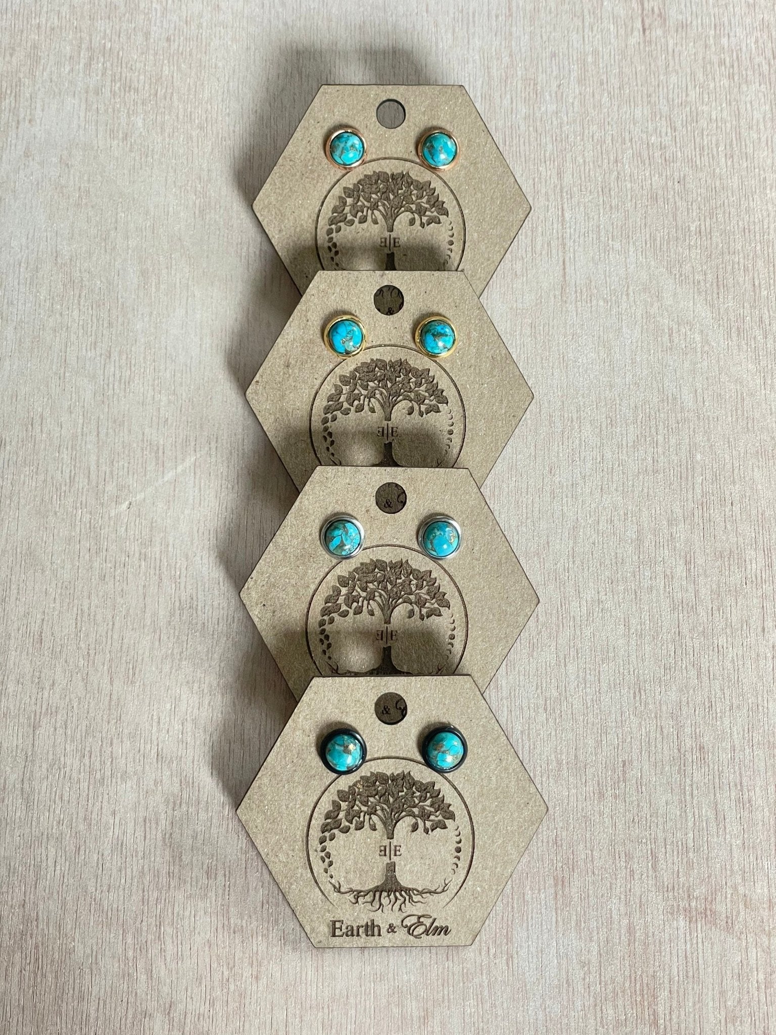 6mm Turquoise Studs - earthandelm