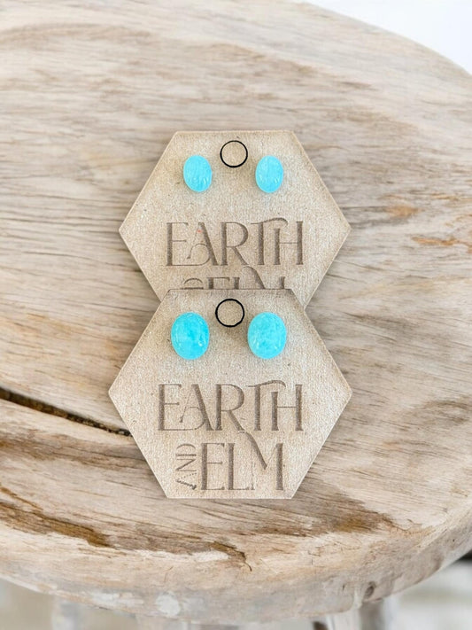 Amazonite Oval Gemstone Studs - earthandelm