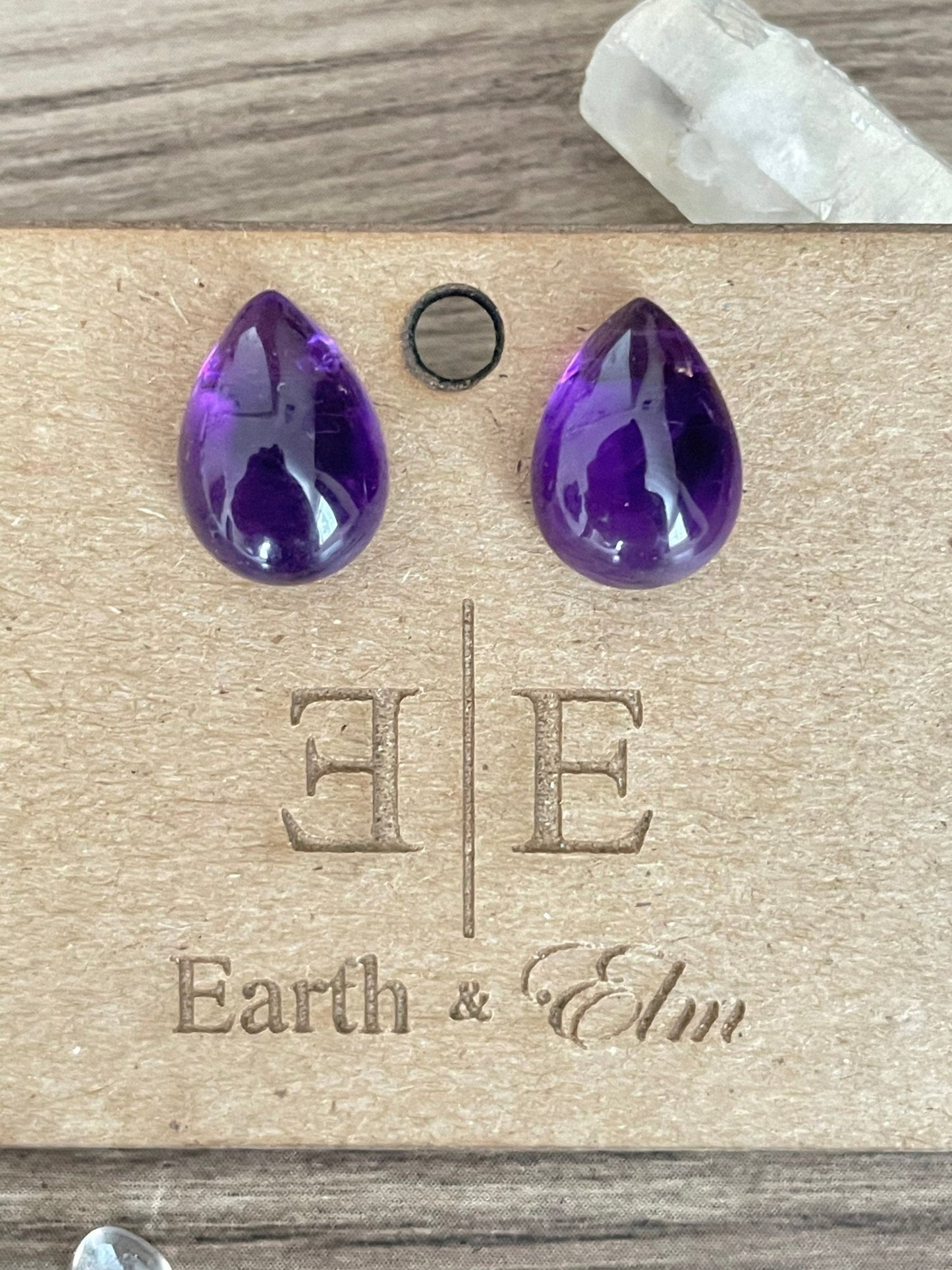Amethyst Pear Studs - earthandelm