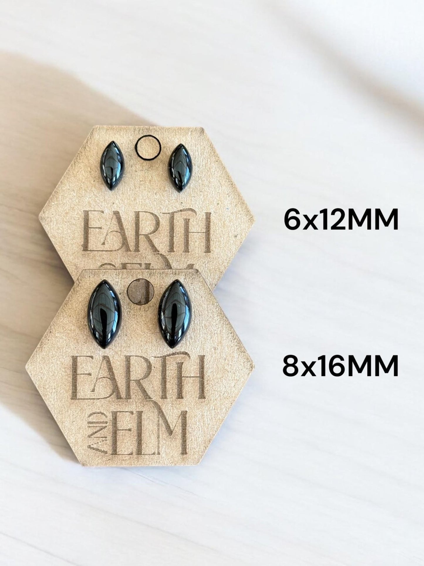 Black Onyx Marquise Gemstone Studs - earthandelm