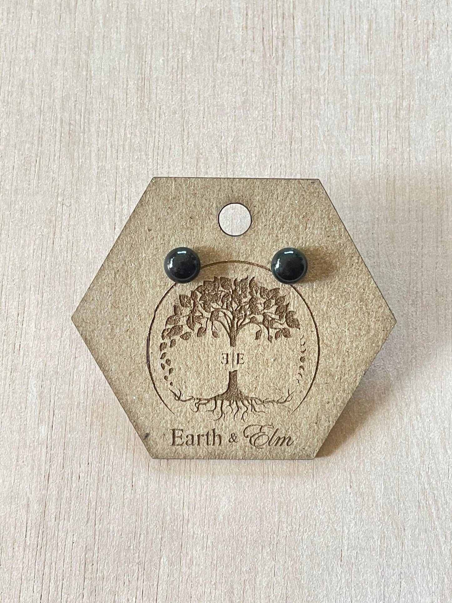 Black Onyx Round Gemstone Studs - earthandelm
