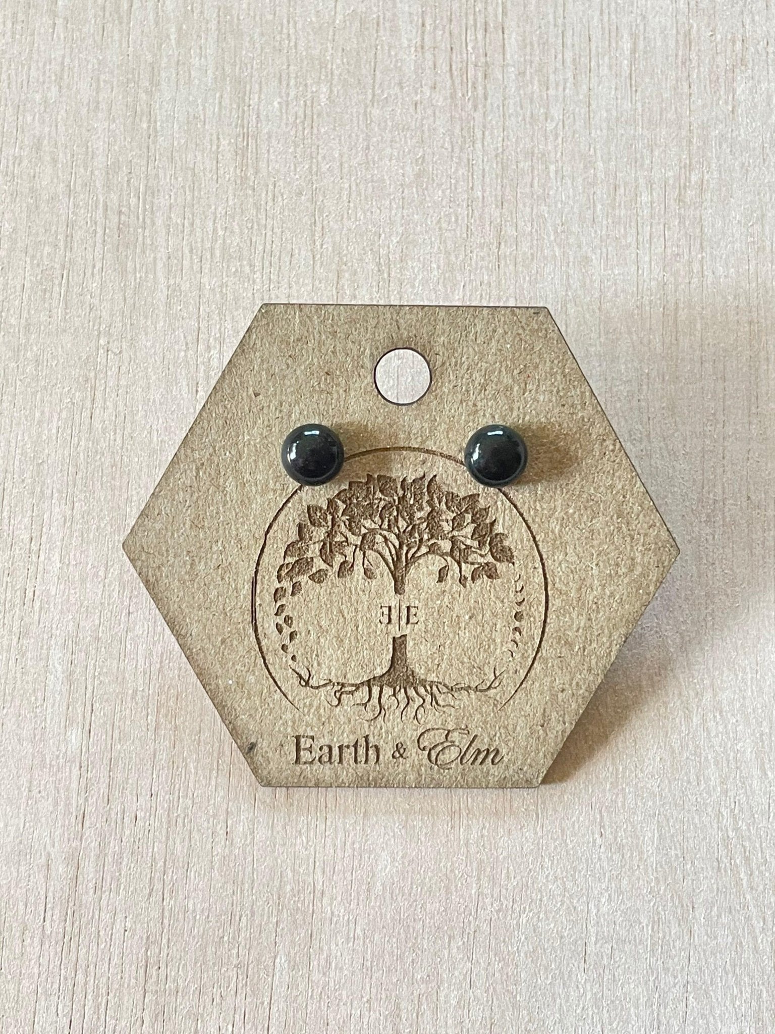 Black Onyx Round Gemstone Studs - earthandelm