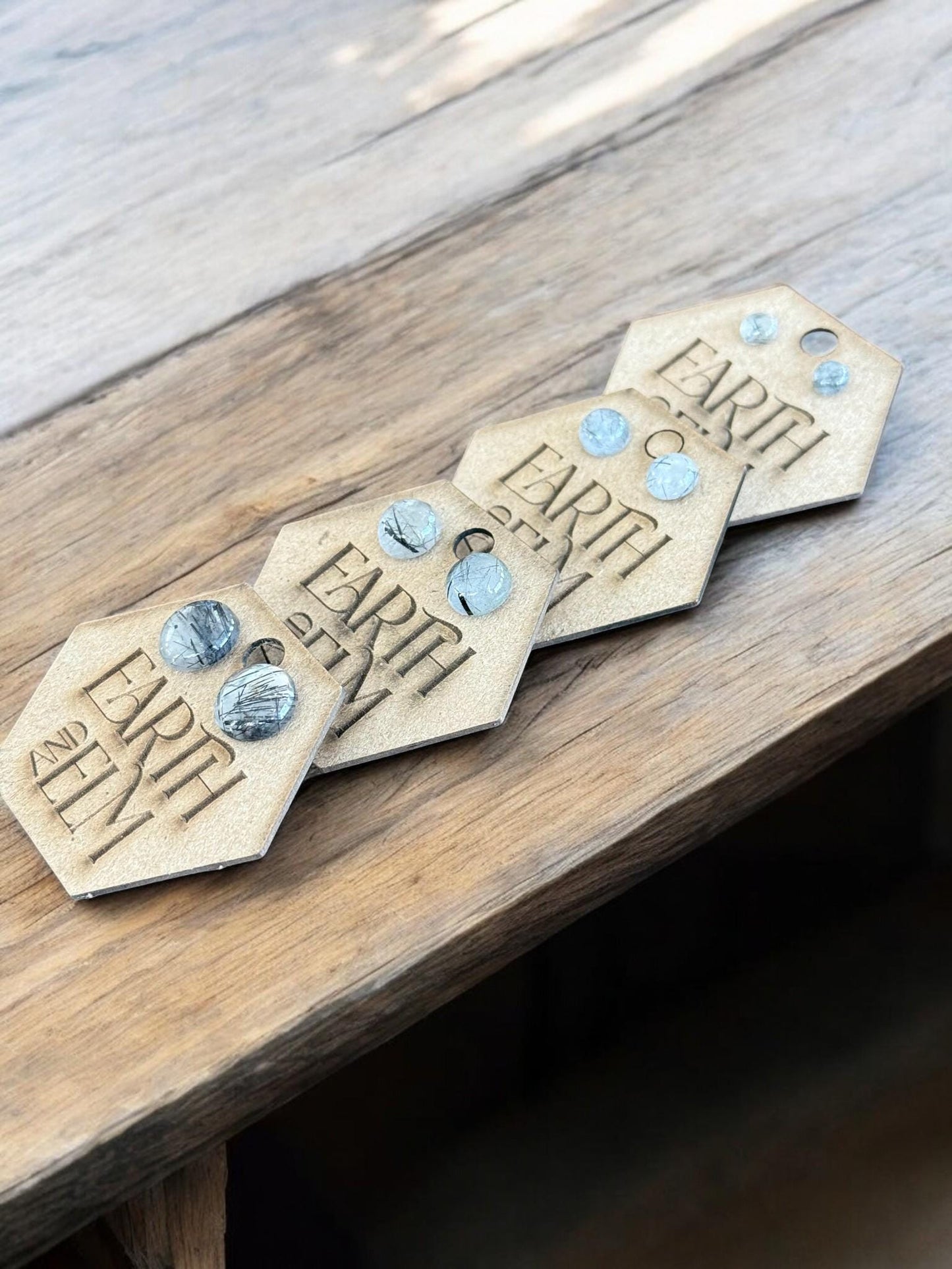 Black Rutile Round Round Studs - earthandelm