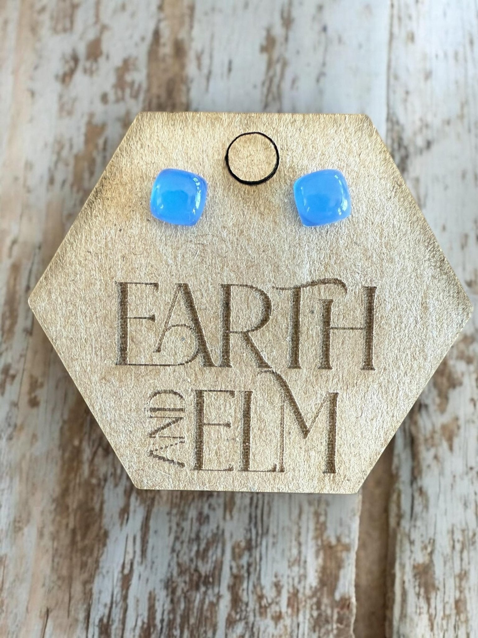 Blue Chalcedony Cushion Gemstone Studs - earthandelm
