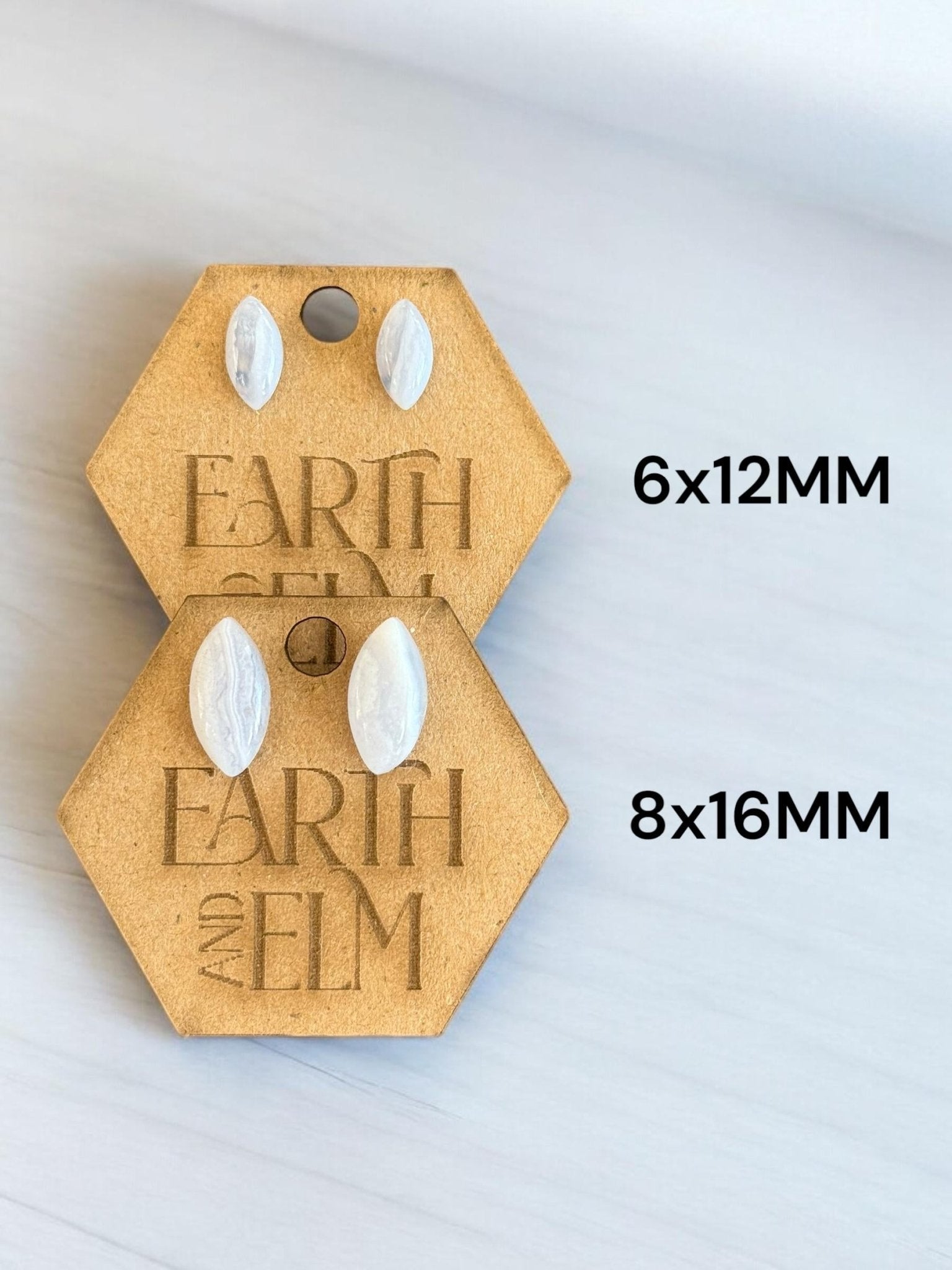 Blue Lace Agate Marquise Gemstone Studs - earthandelm