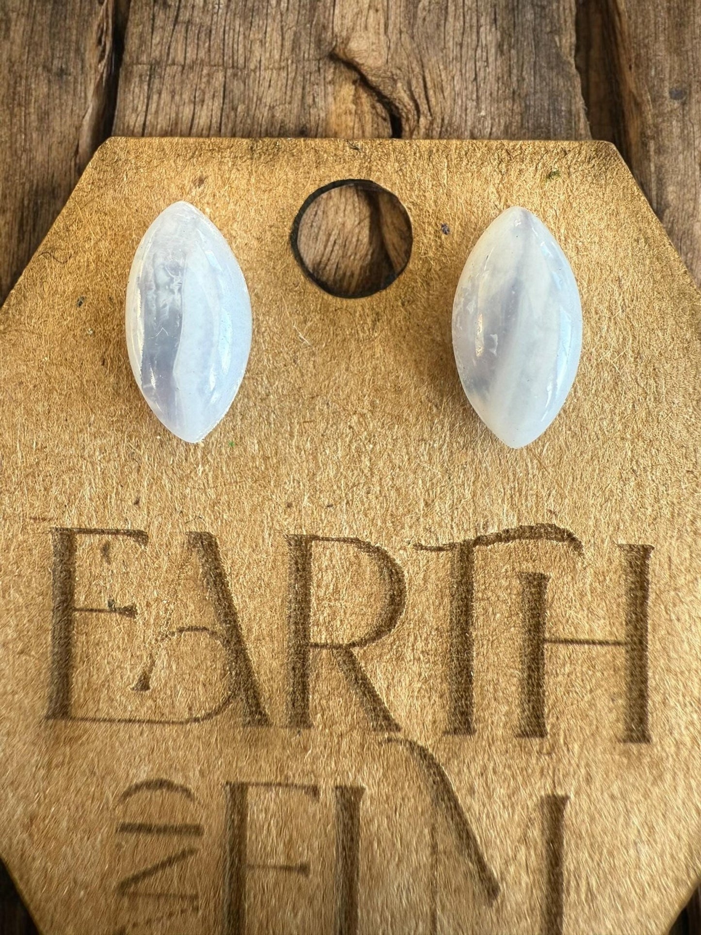 Blue Lace Agate Marquise Gemstone Studs - earthandelm
