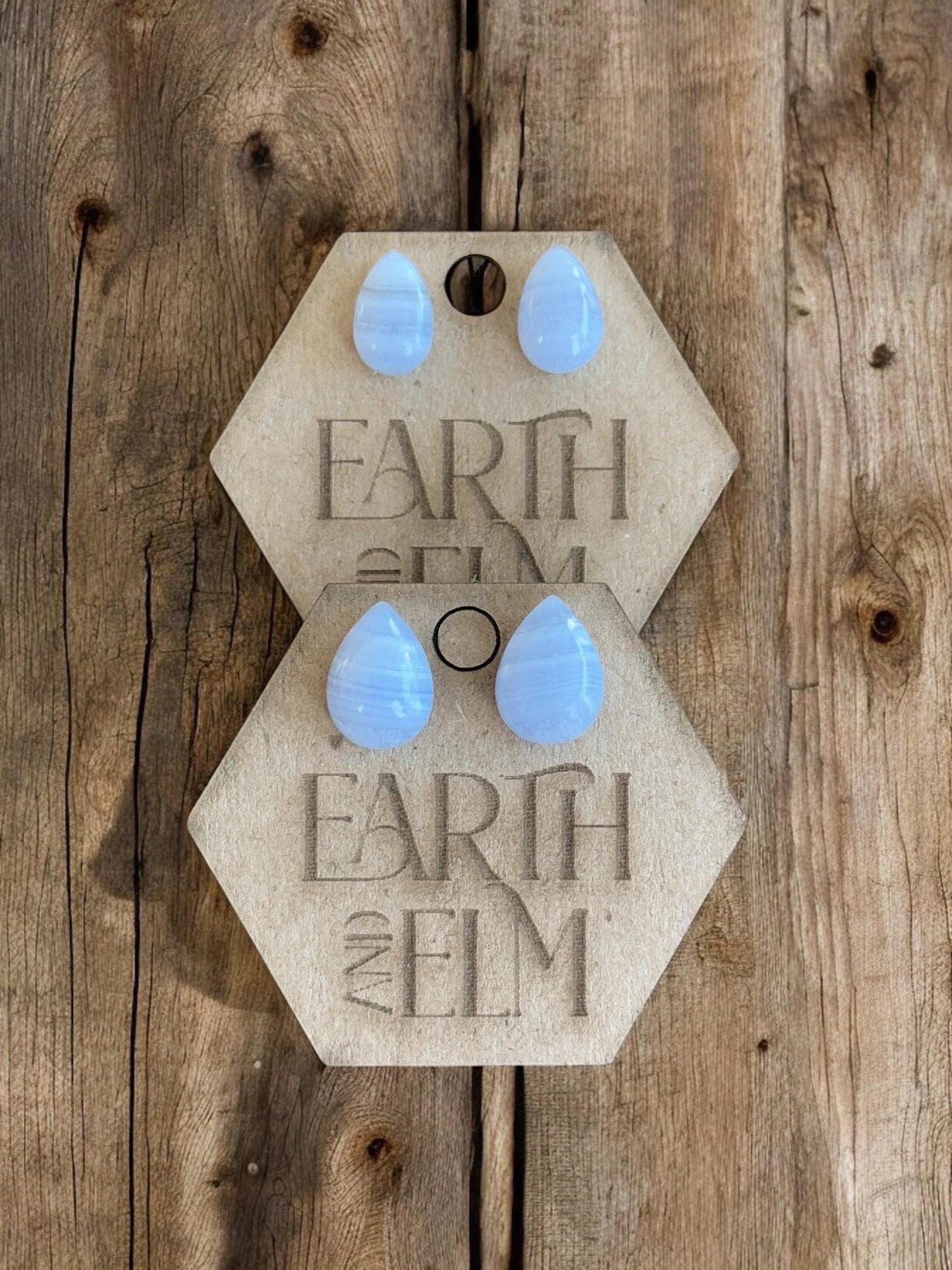Blue Lace Agate Pear Studs - earthandelm