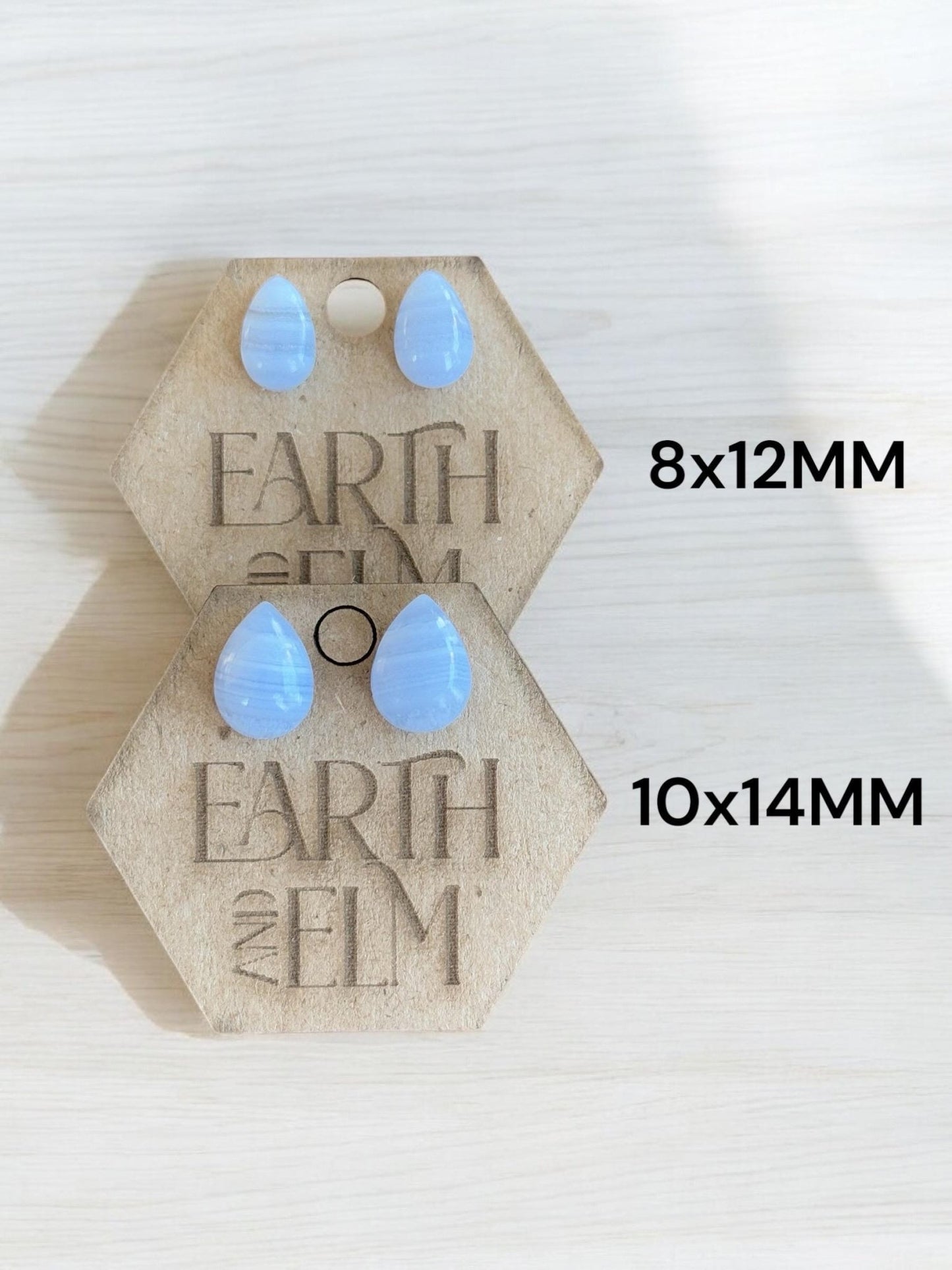 Blue Lace Agate Pear Studs - earthandelm