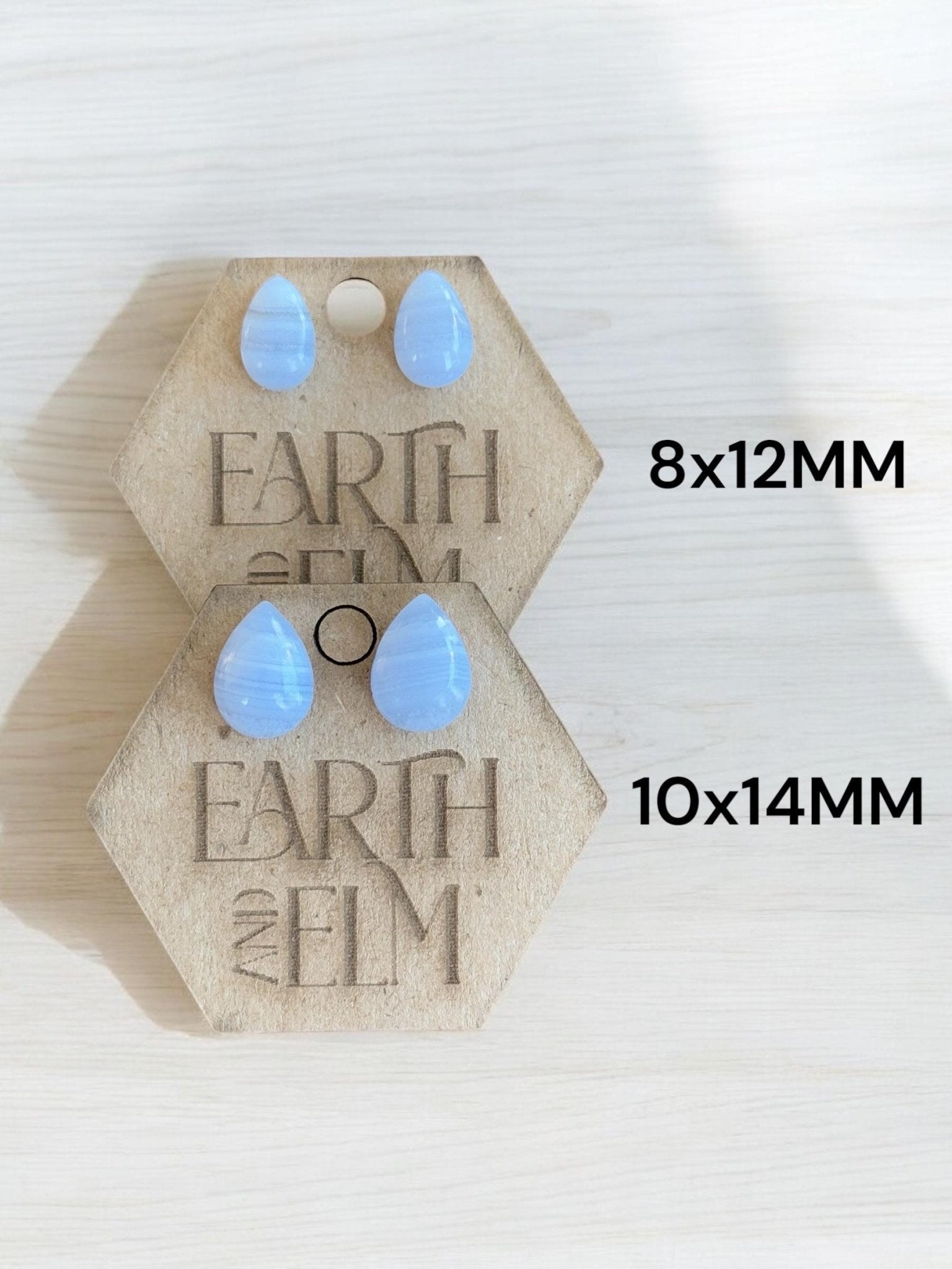 Blue Lace Agate Pear Studs - earthandelm