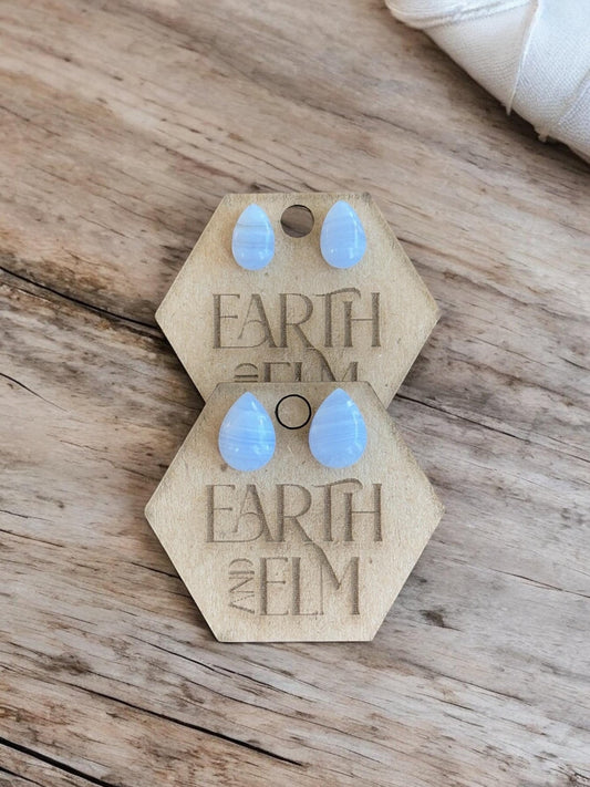 Blue Lace Agate Pear Studs - earthandelm