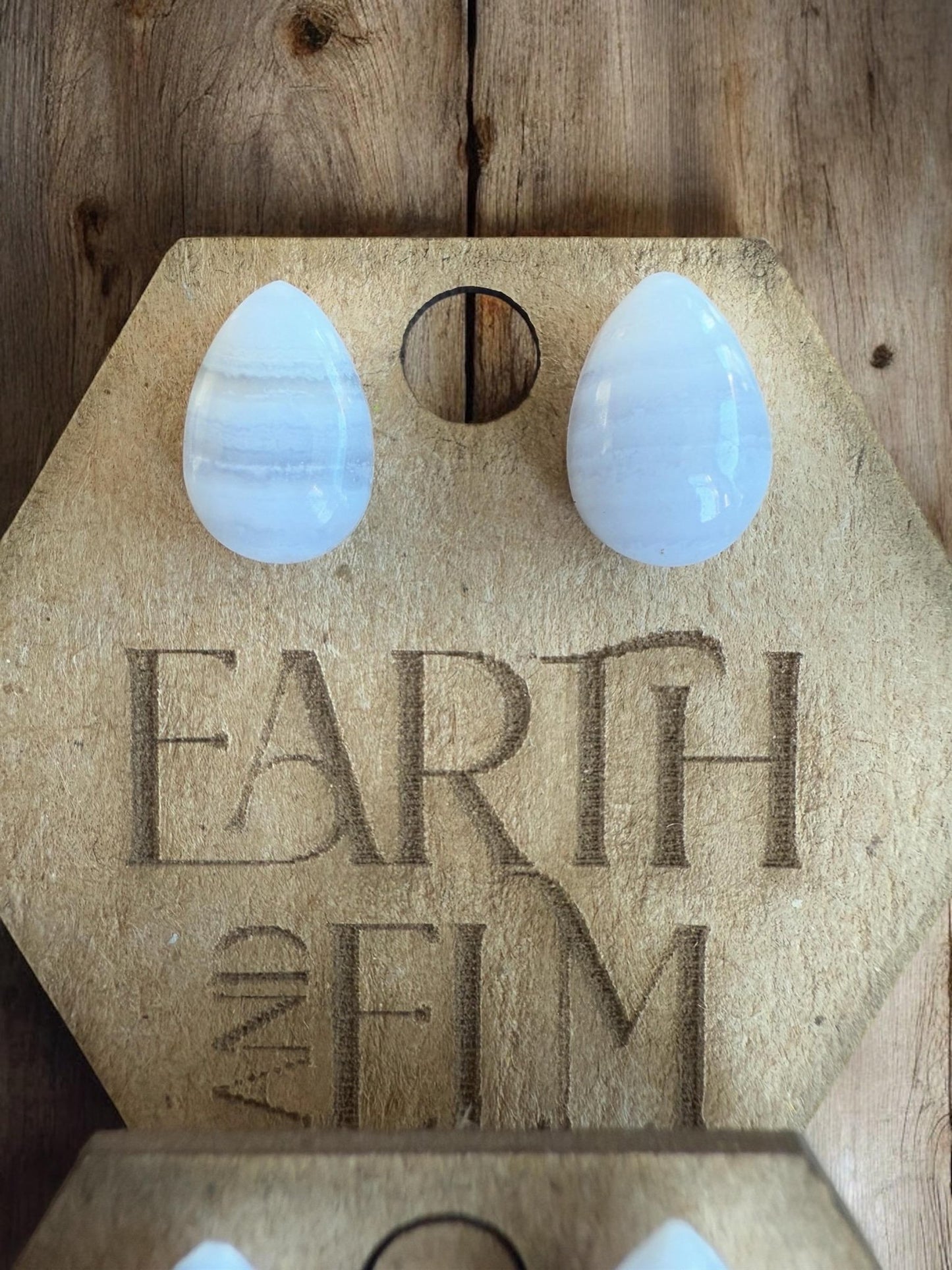 Blue Lace Agate Pear Studs - earthandelm