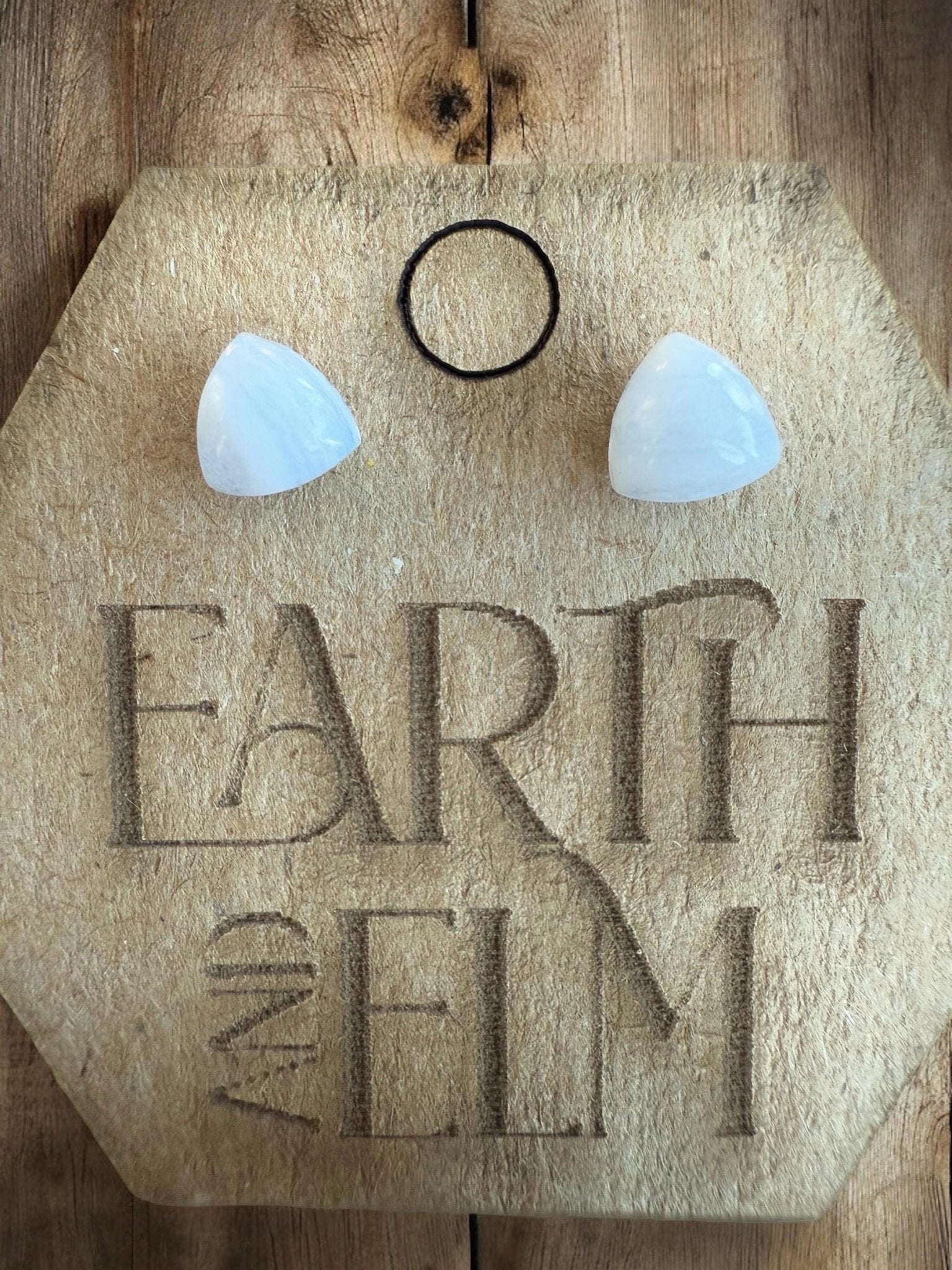 Blue Lace Agate Trillion Studs - earthandelm