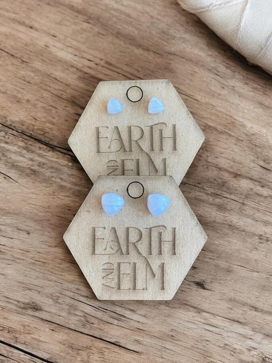 Blue Lace Agate Trillion Studs - earthandelm