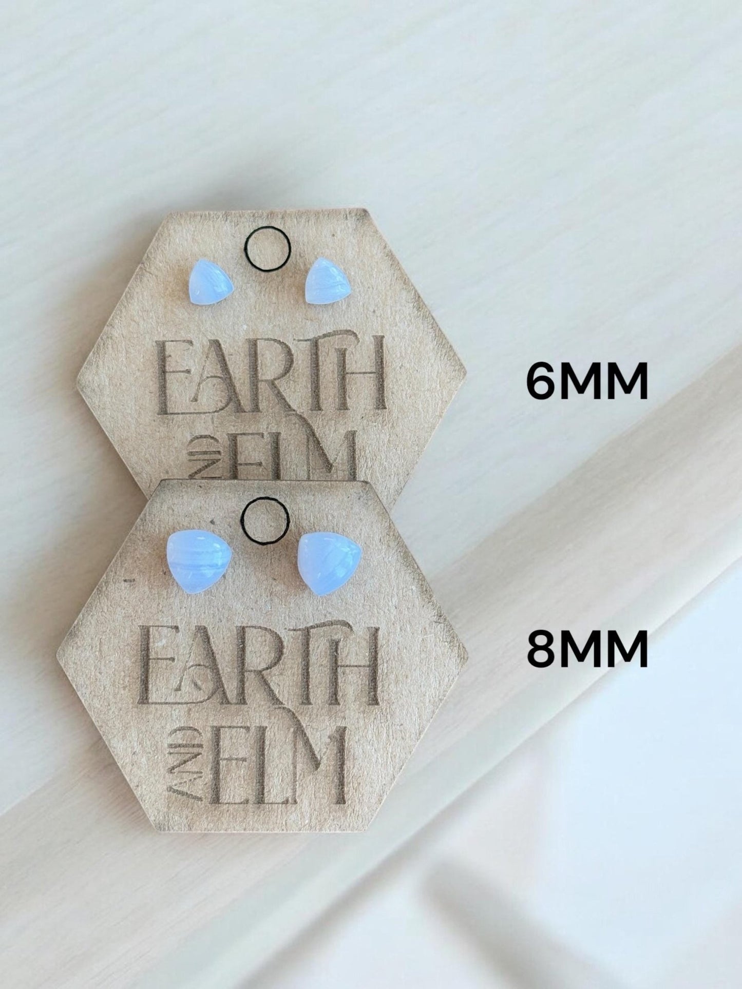 Blue Lace Agate Trillion Studs - earthandelm