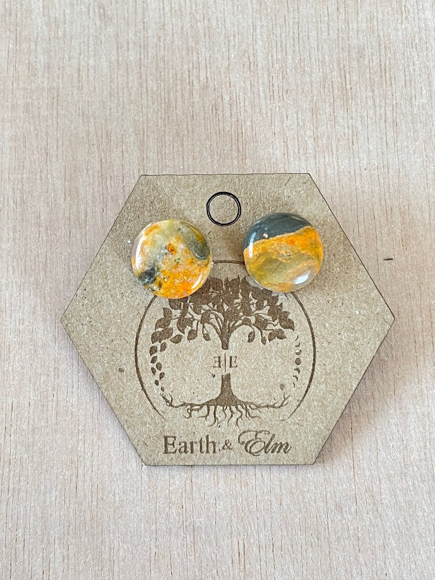 Bumblebee Jasper Round Studs - earthandelm