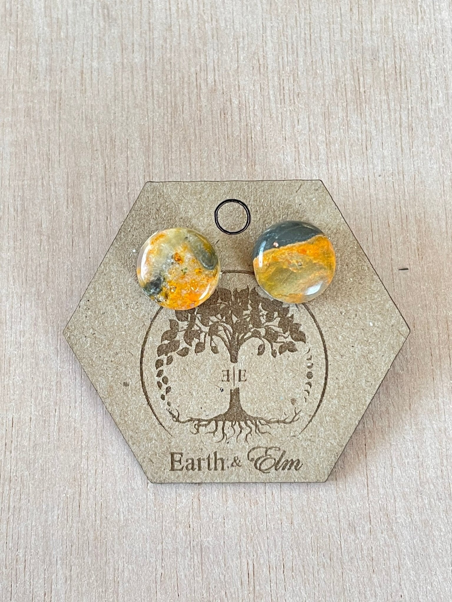 Bumblebee Jasper Round Studs - earthandelm