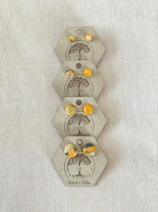 Bumblebee Jasper Round Studs - earthandelm