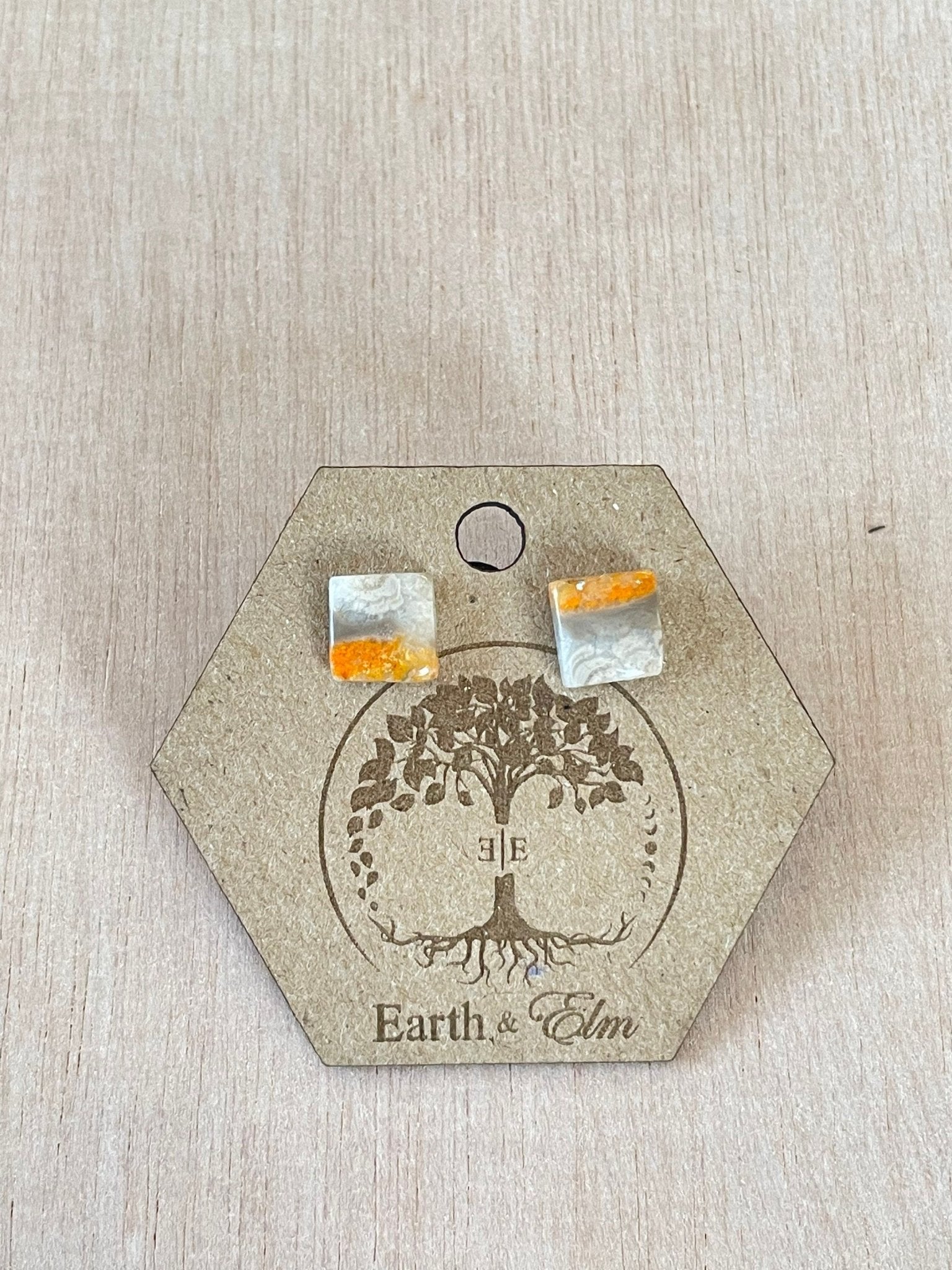 Bumblebee Jasper Square Studs - earthandelm