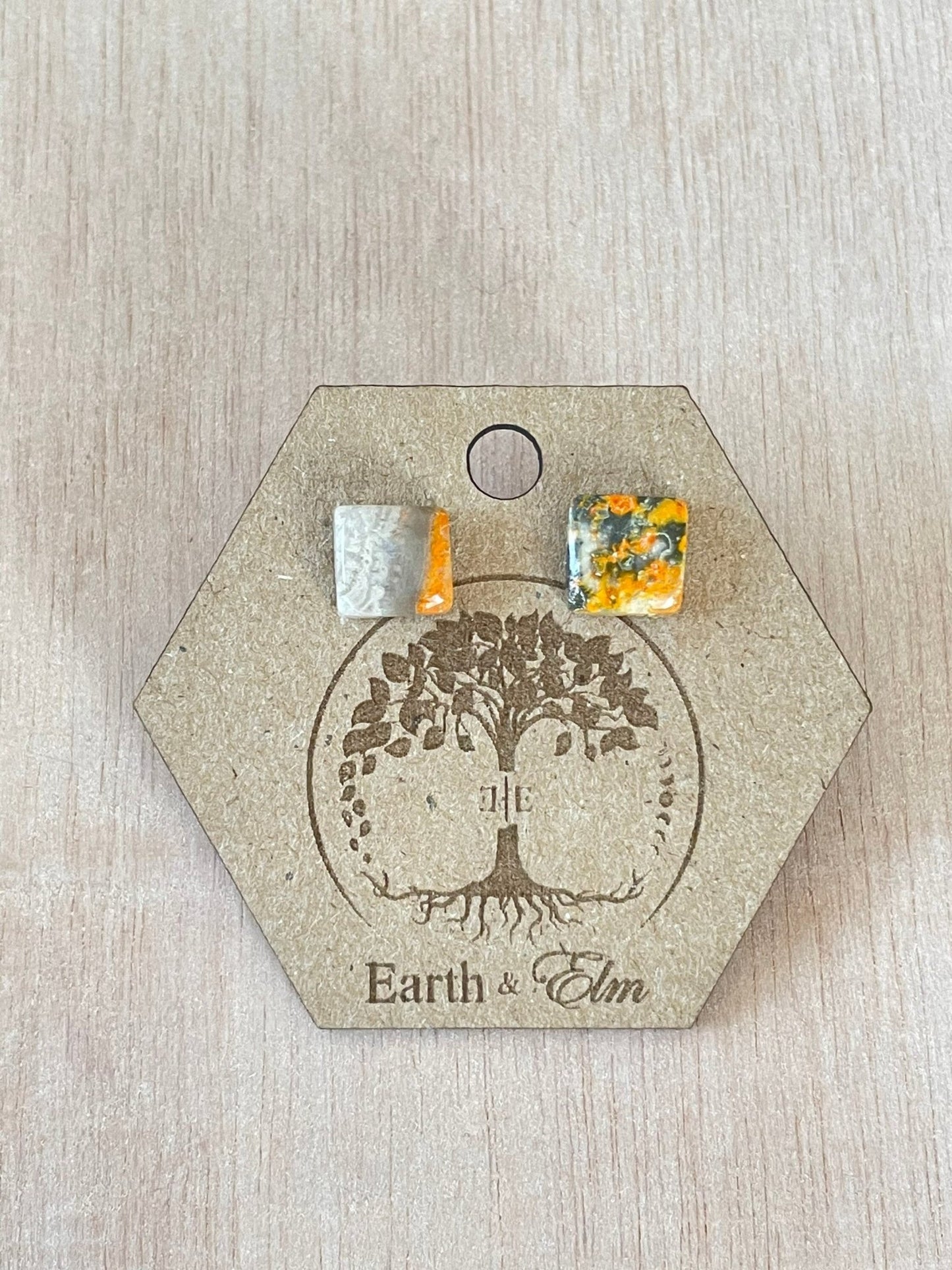 Bumblebee Jasper Square Studs - earthandelm