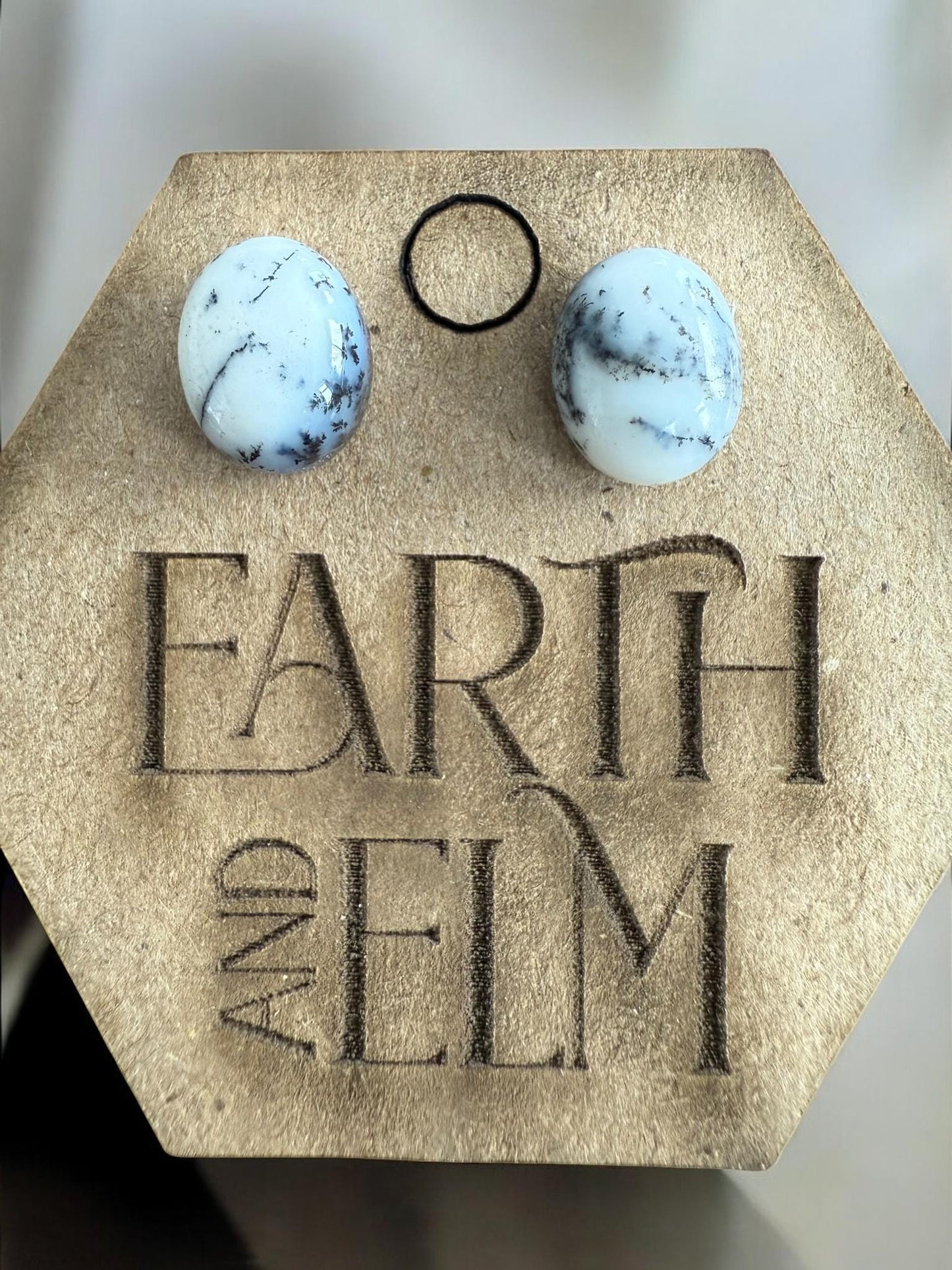 Dendrite Opal Oval Studs - earthandelm