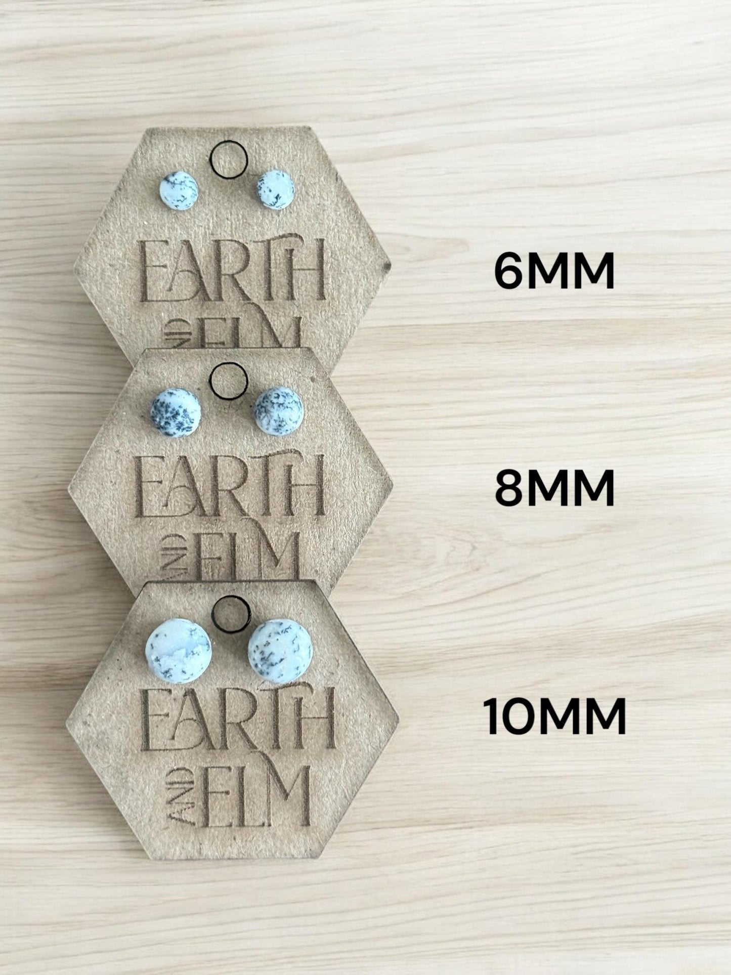 Dendrite Opal Round Gemstone Studs - earthandelm