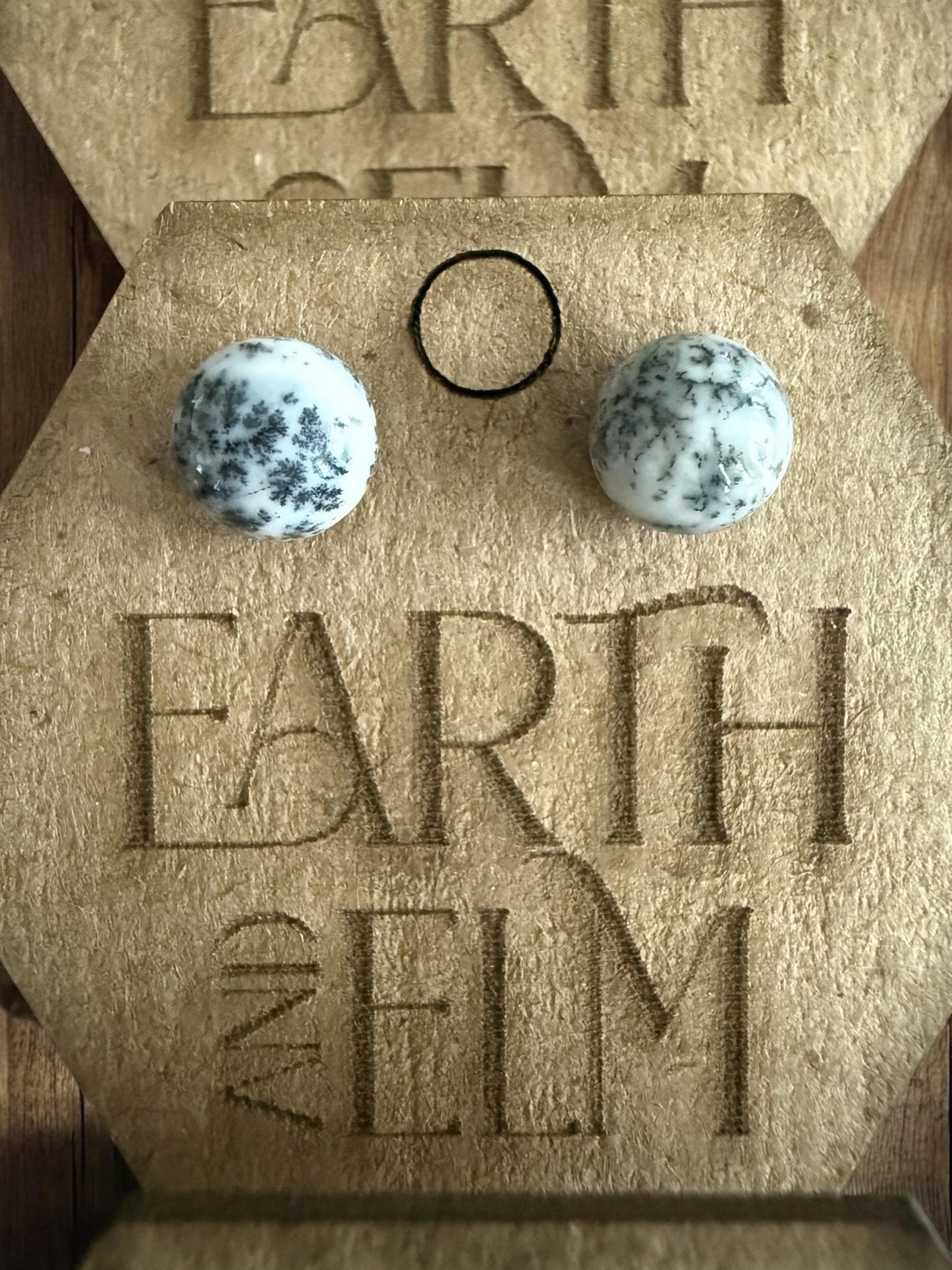 Dendrite Opal Round Gemstone Studs - earthandelm