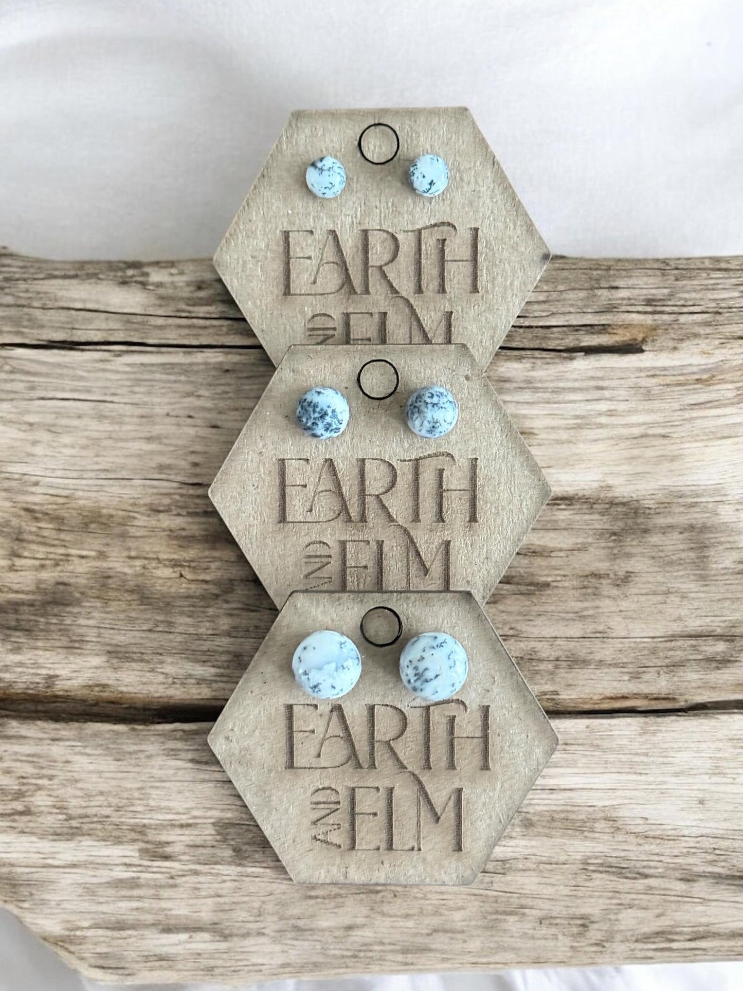 Dendrite Opal Round Gemstone Studs - earthandelm