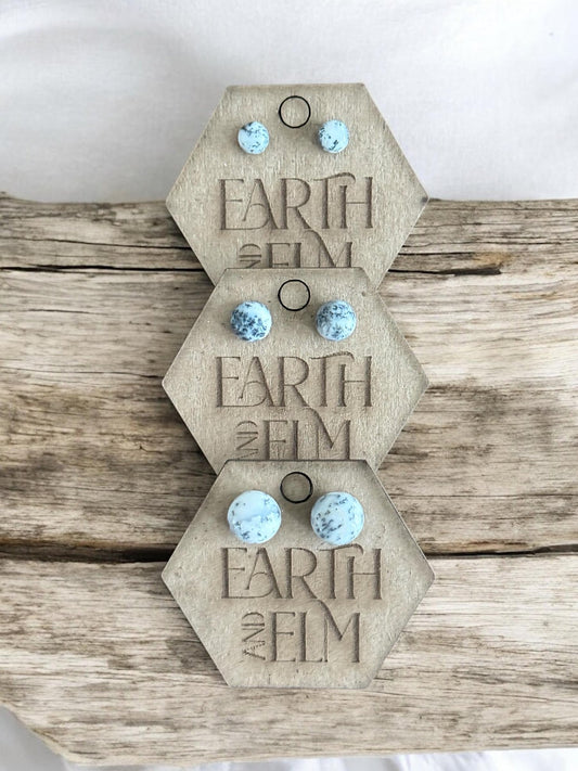 Dendrite Opal Round Gemstone Studs - earthandelm