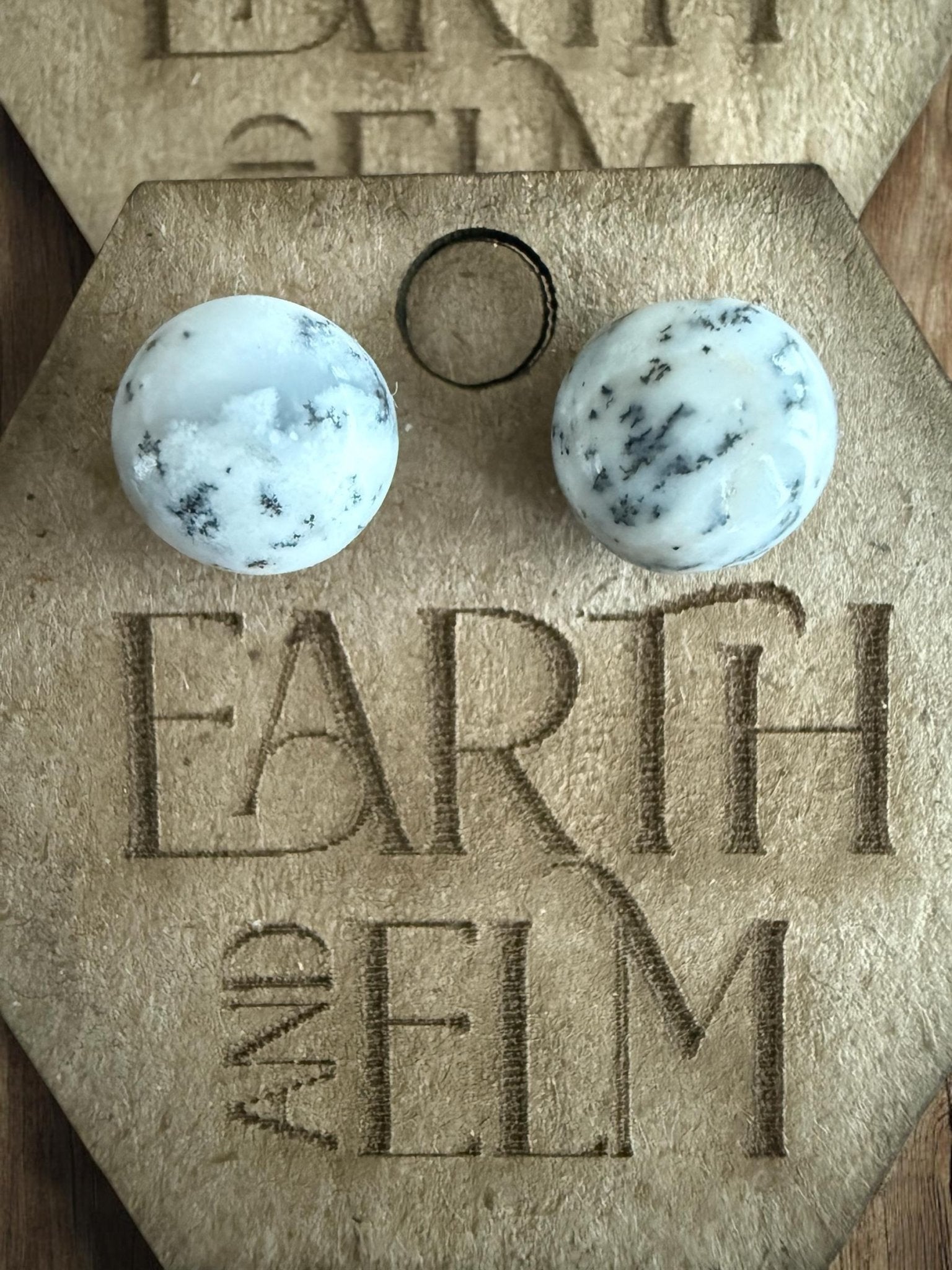 Dendrite Opal Round Gemstone Studs - earthandelm
