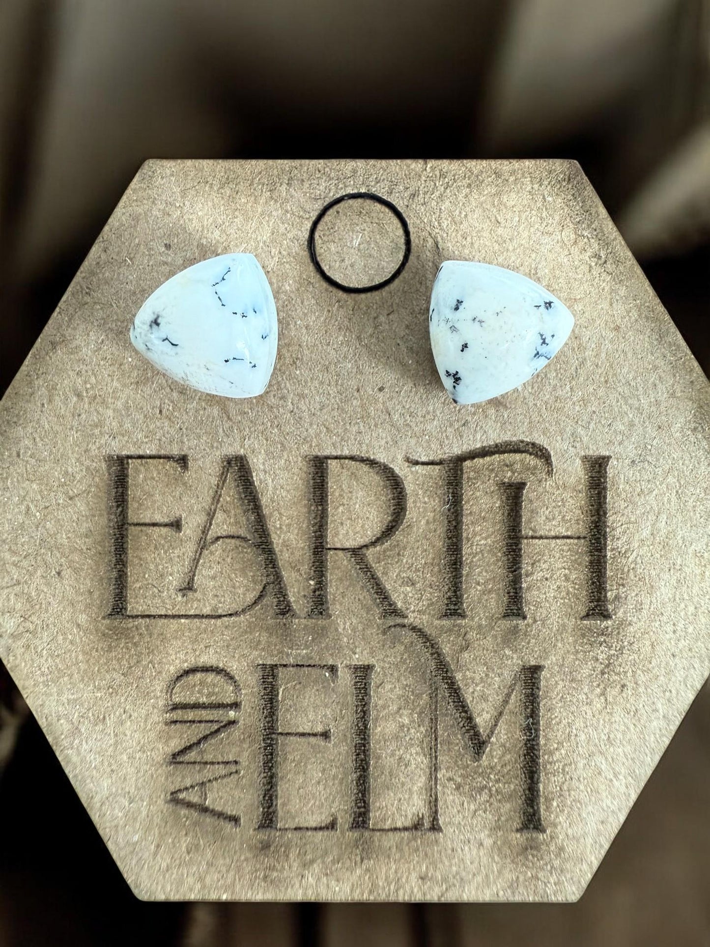 Dendrite Opal Trillion Studs - earthandelm