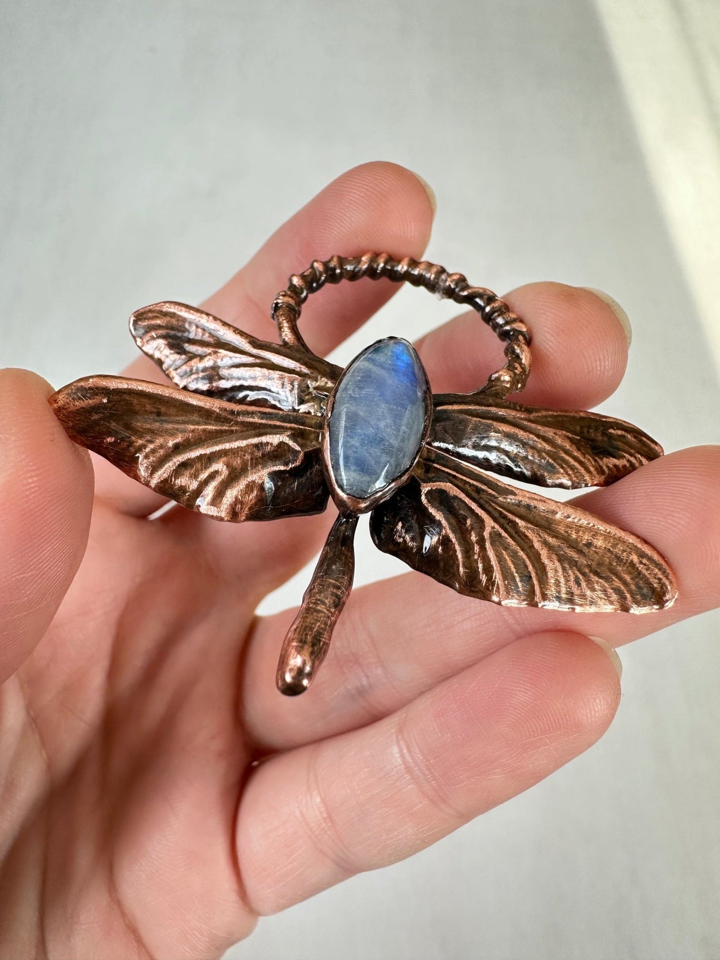 Dragonfly Moonstone Pendant - earthandelm