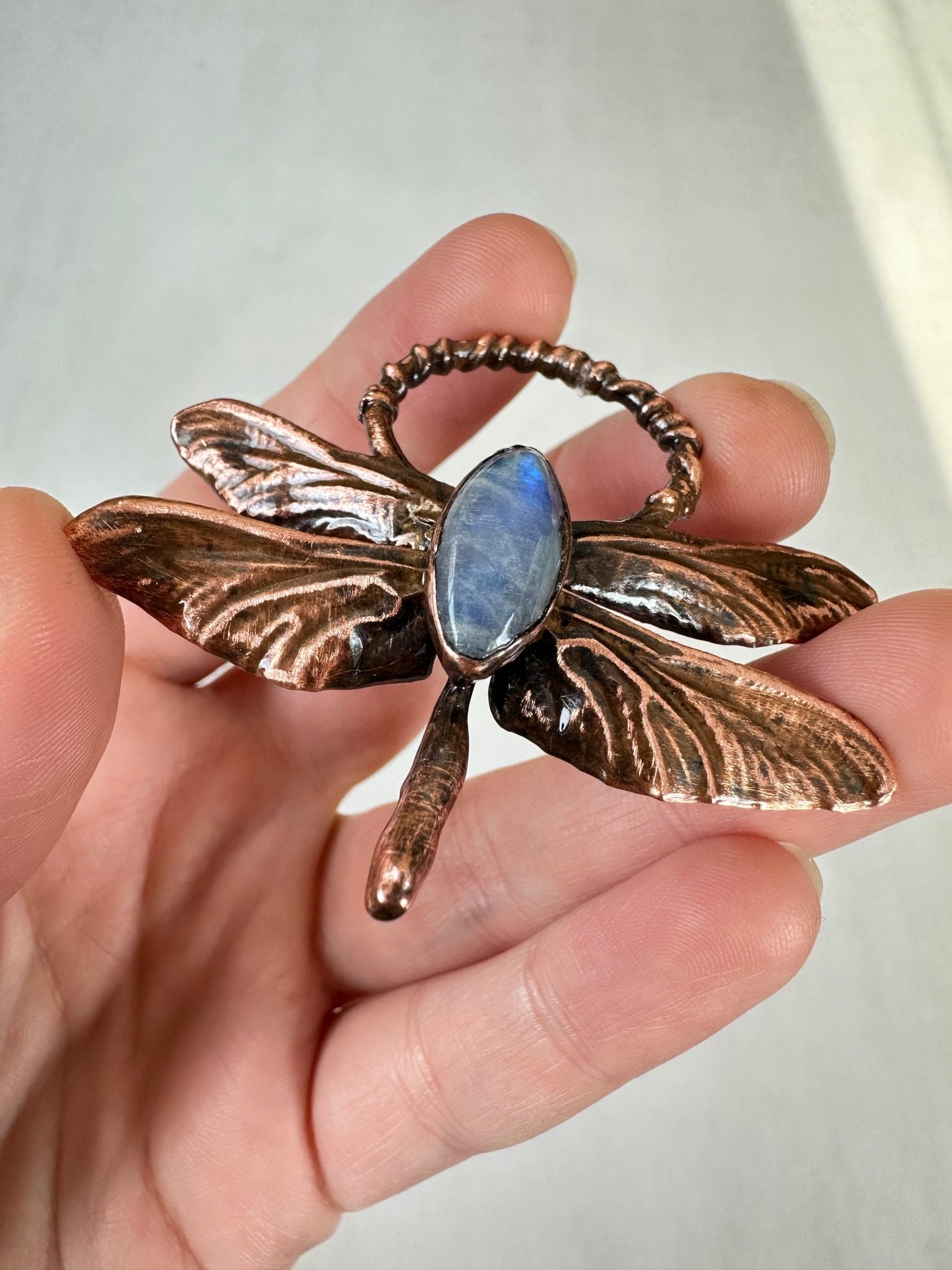 Dragonfly Moonstone Pendant - earthandelm