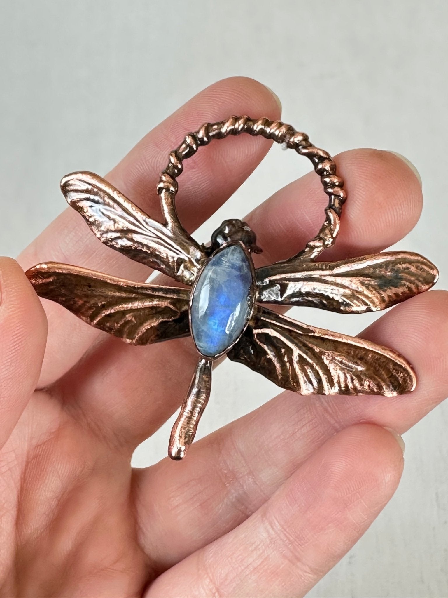 Dragonfly Moonstone Pendant - earthandelm