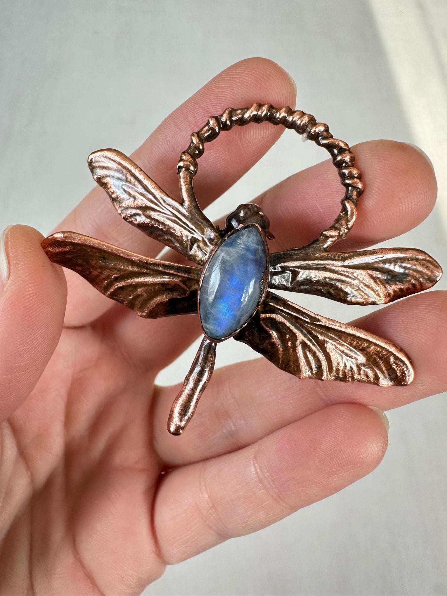 Dragonfly Moonstone Pendant - earthandelm