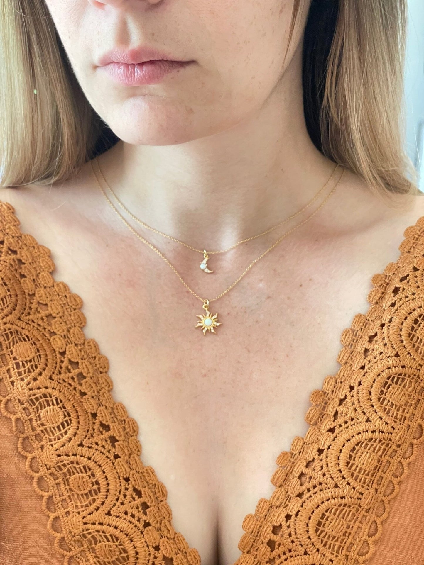 Gold Sun & Moon Necklace Set - earthandelm