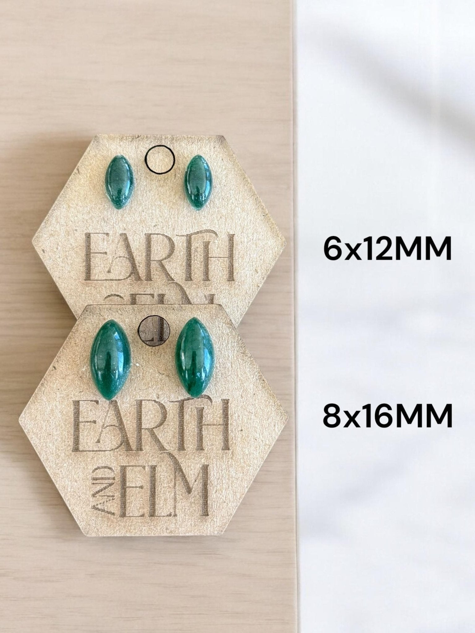 Green Aventurine Marquise Gemstone Studs - earthandelm