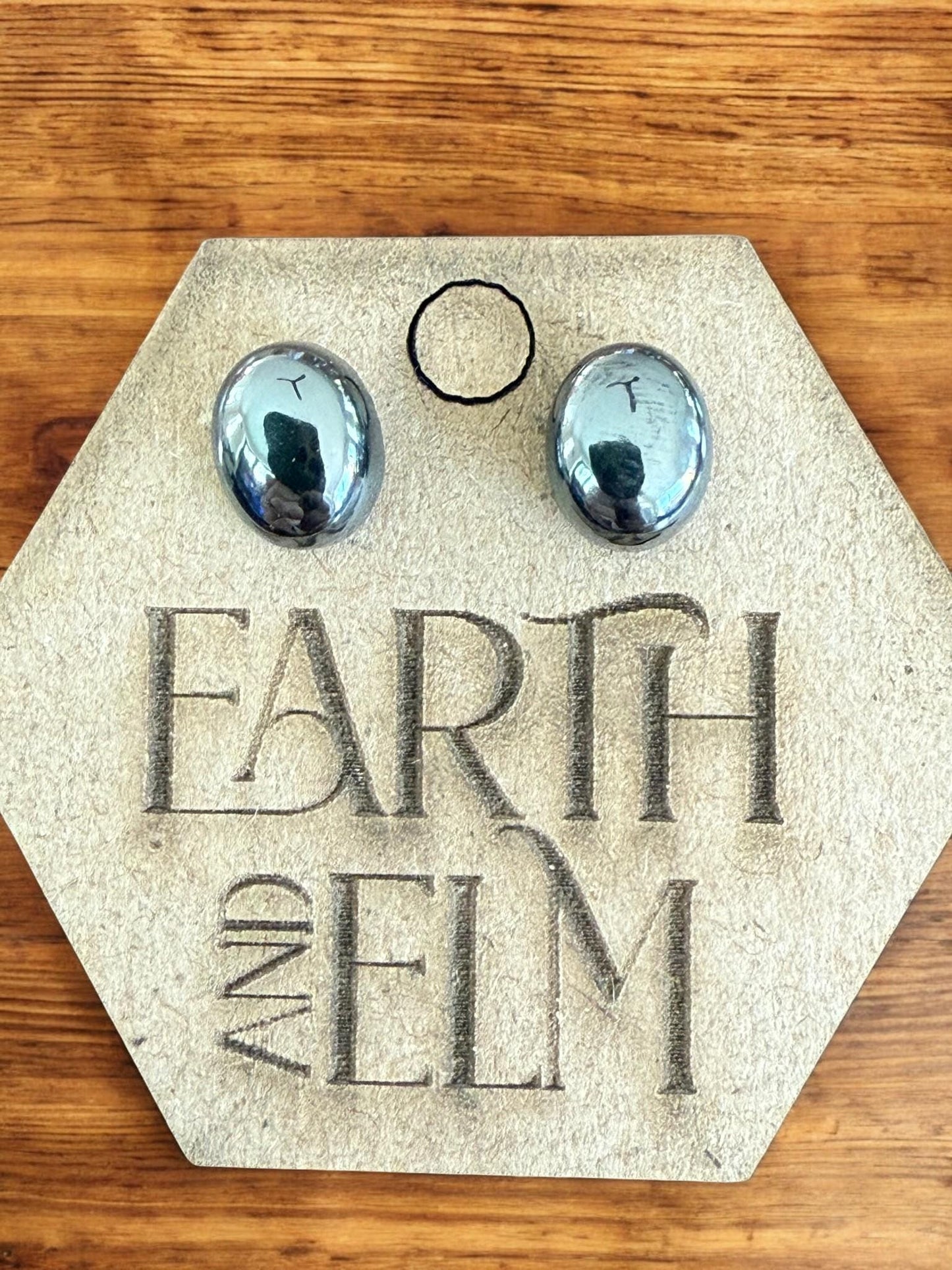 Hematite Oval Studs - earthandelm