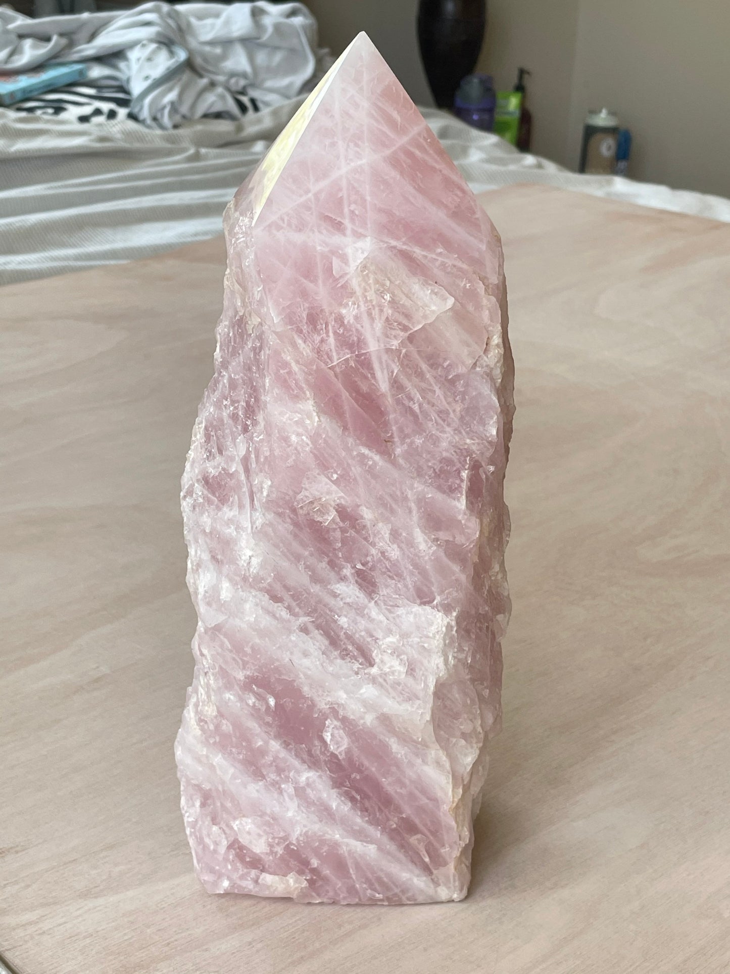 XXL Rose Quartz Tower | Rose Quartz Point | Rose Quartz Top Polish | Extra Large | Half Raw Half Polish