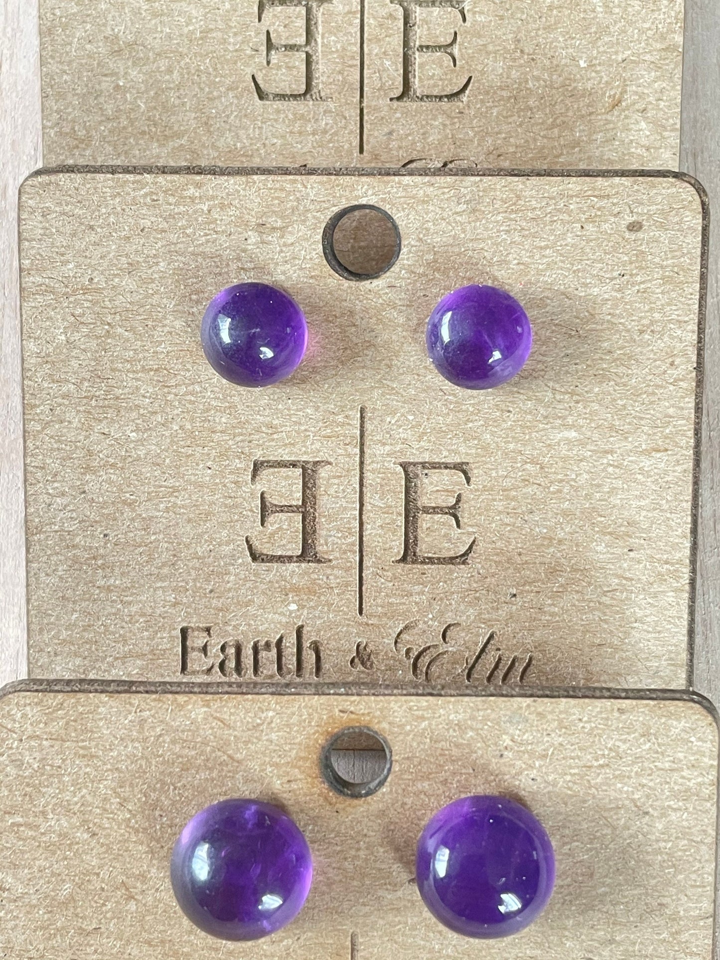 Amethyst Round Gemstone Studs | Amethyst Earrings | Gemstone Earrings | 6mm 8mm 10mm 12mm