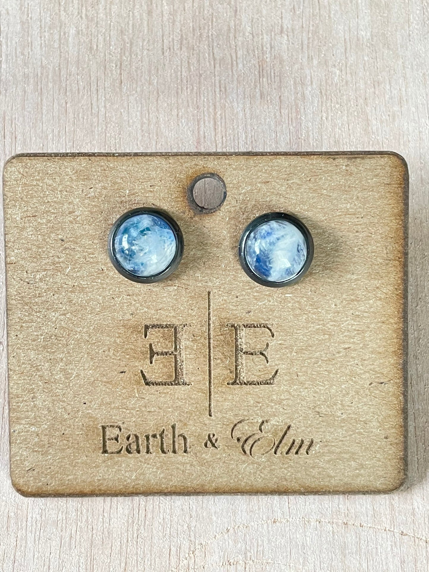 8mm Moonstone Stud Earrings| Gold | Rose Gold | Silver | Steel | Black | 8mm