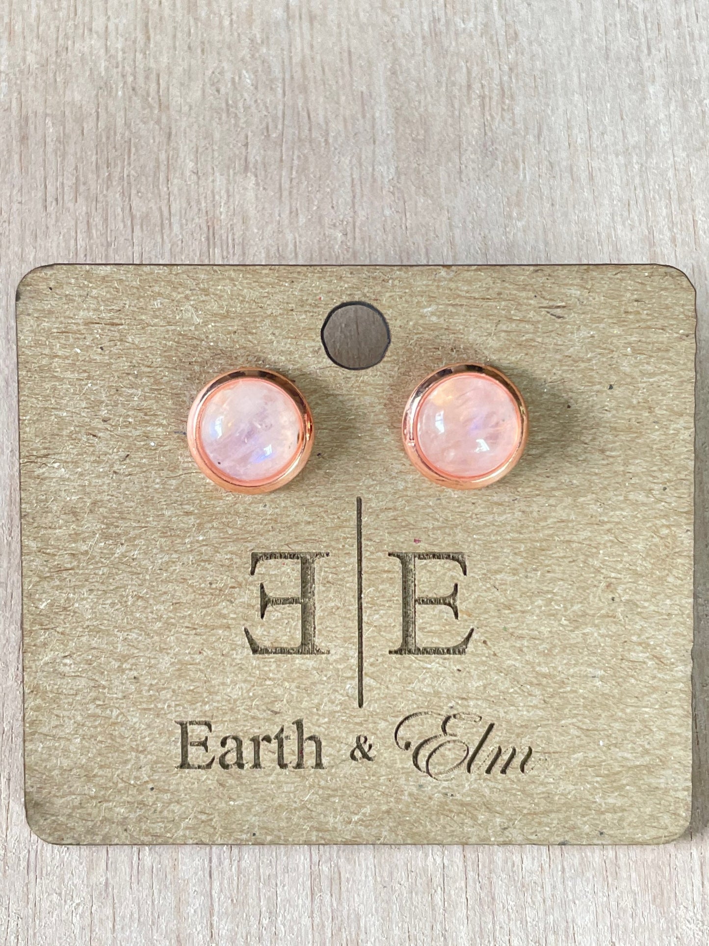 8mm Moonstone Stud Earrings| Gold | Rose Gold | Silver | Steel | Black | 8mm