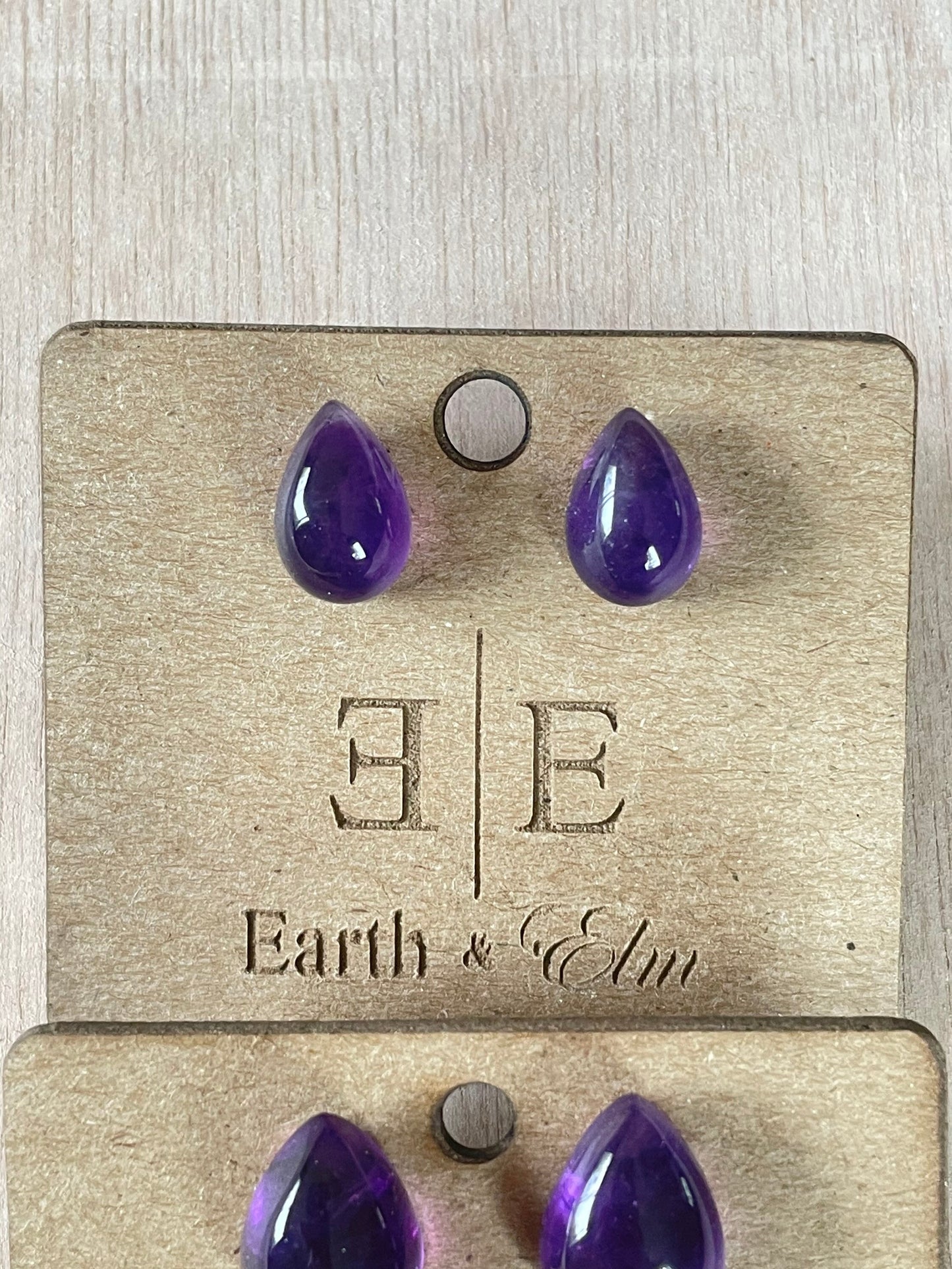 Amethyst Stud Earrings | Pear Shape Studs | Teardrop Earrings | 10x14 Amethyst | Gemstone Earrings | 8x12